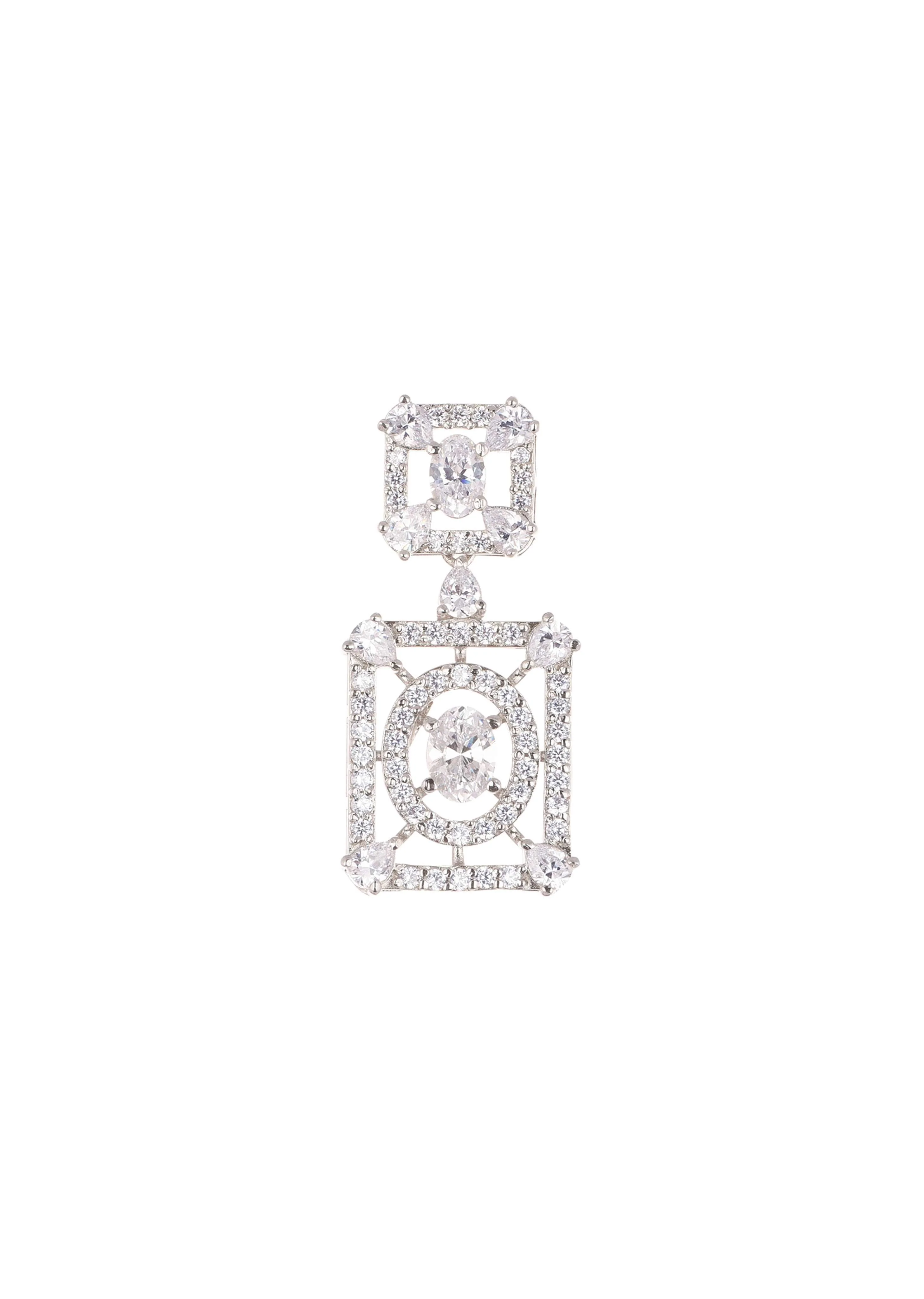 92.5 Sterling Silver Danglers With Lab Diamonds Made In A Symmetrical Design - Image 4