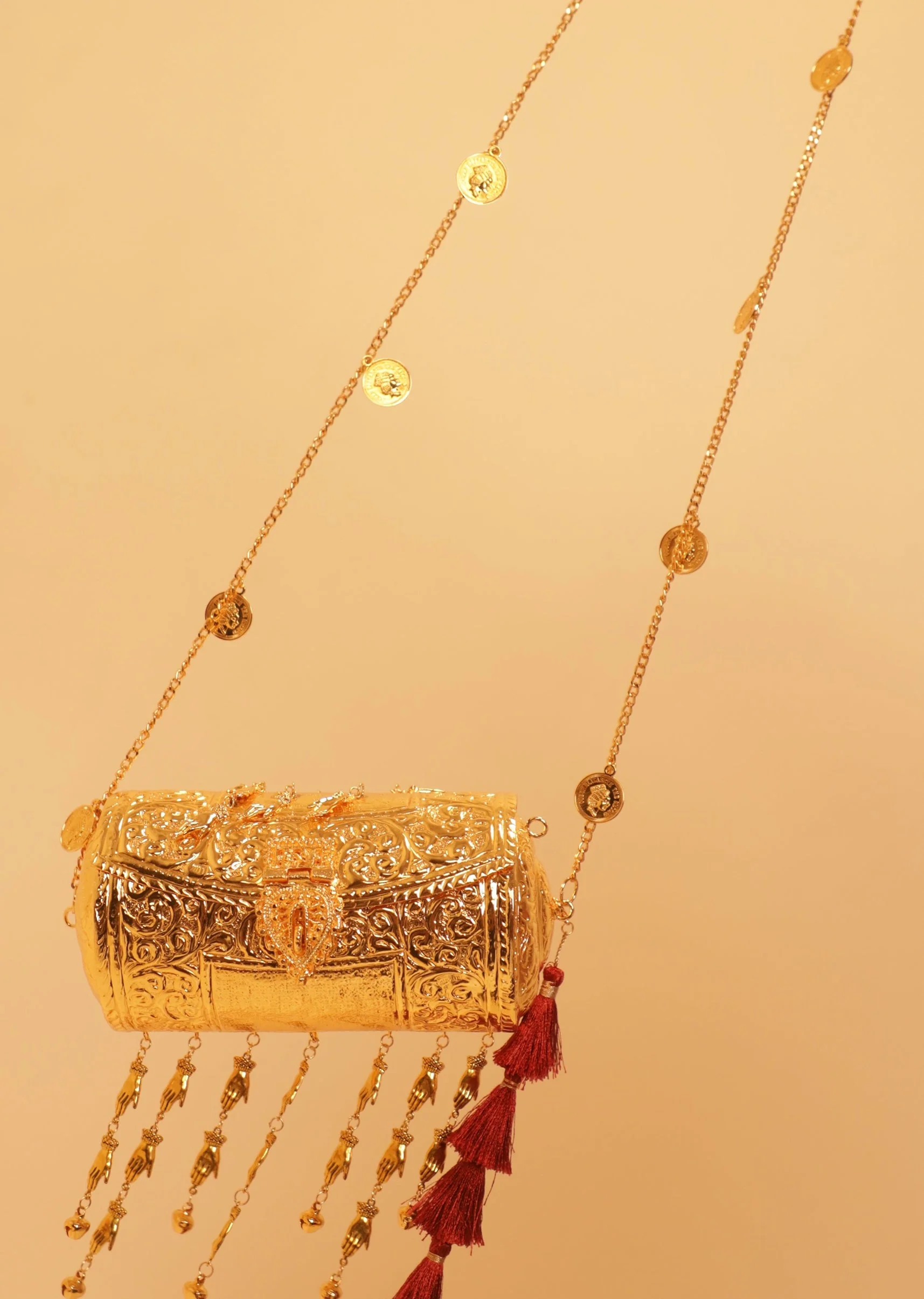 Antique Gold Coin And Ghungroo Sling Bag - Image 3