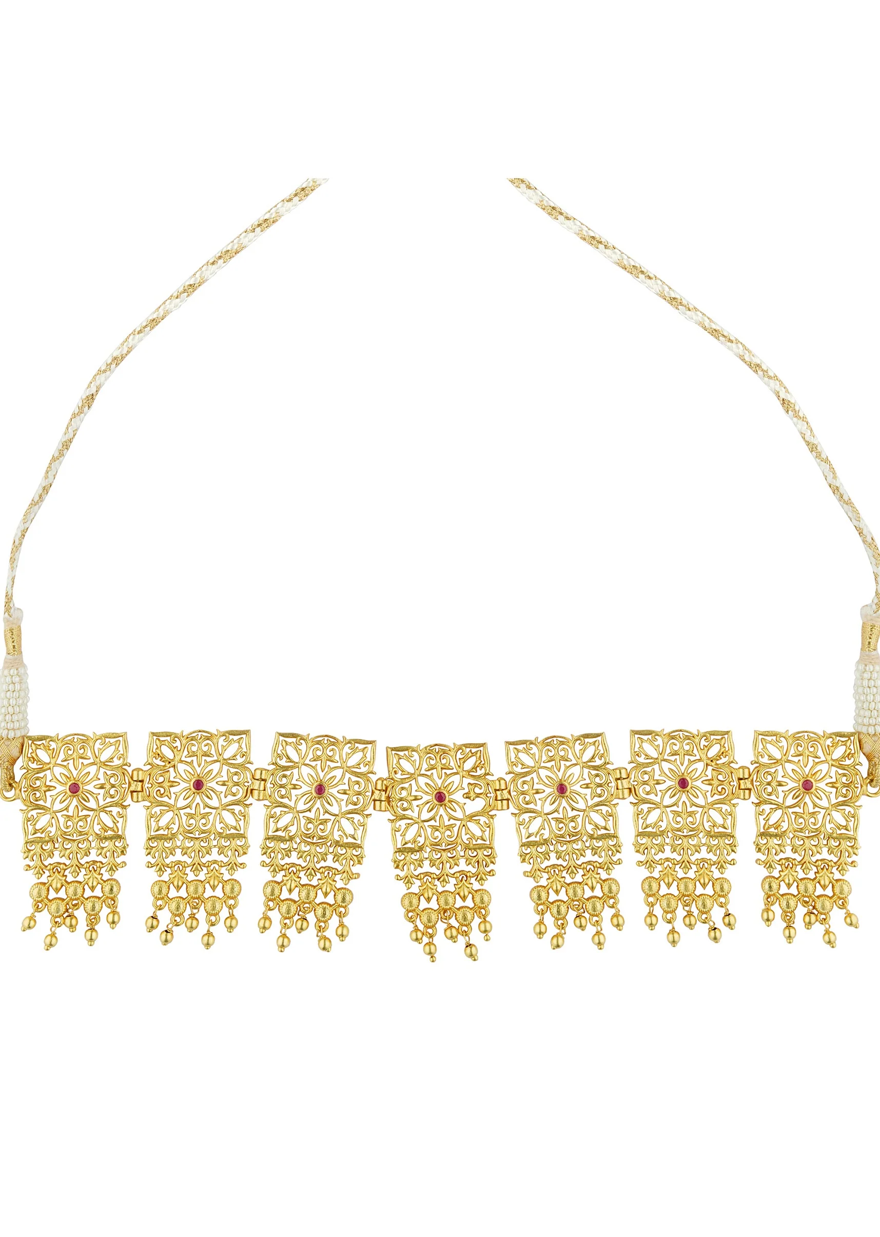 Antique Gold Mix Metal Zircon Choker Necklace - Image 2