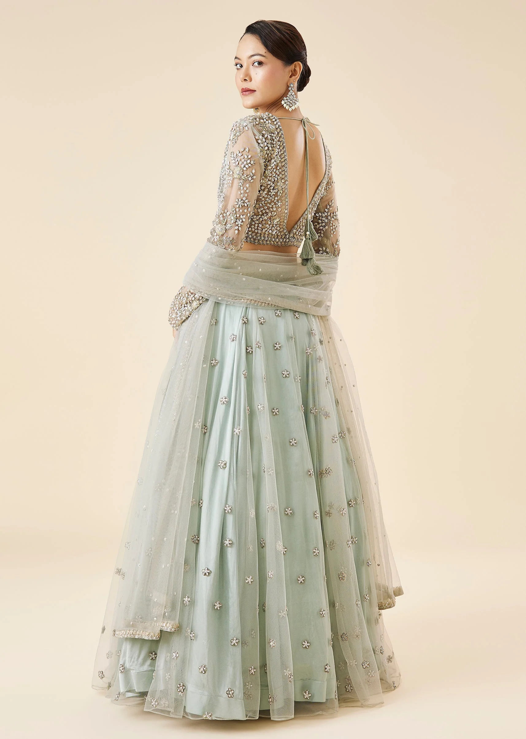Aqua Blue Lehenga Set With Dupatta - Image 2