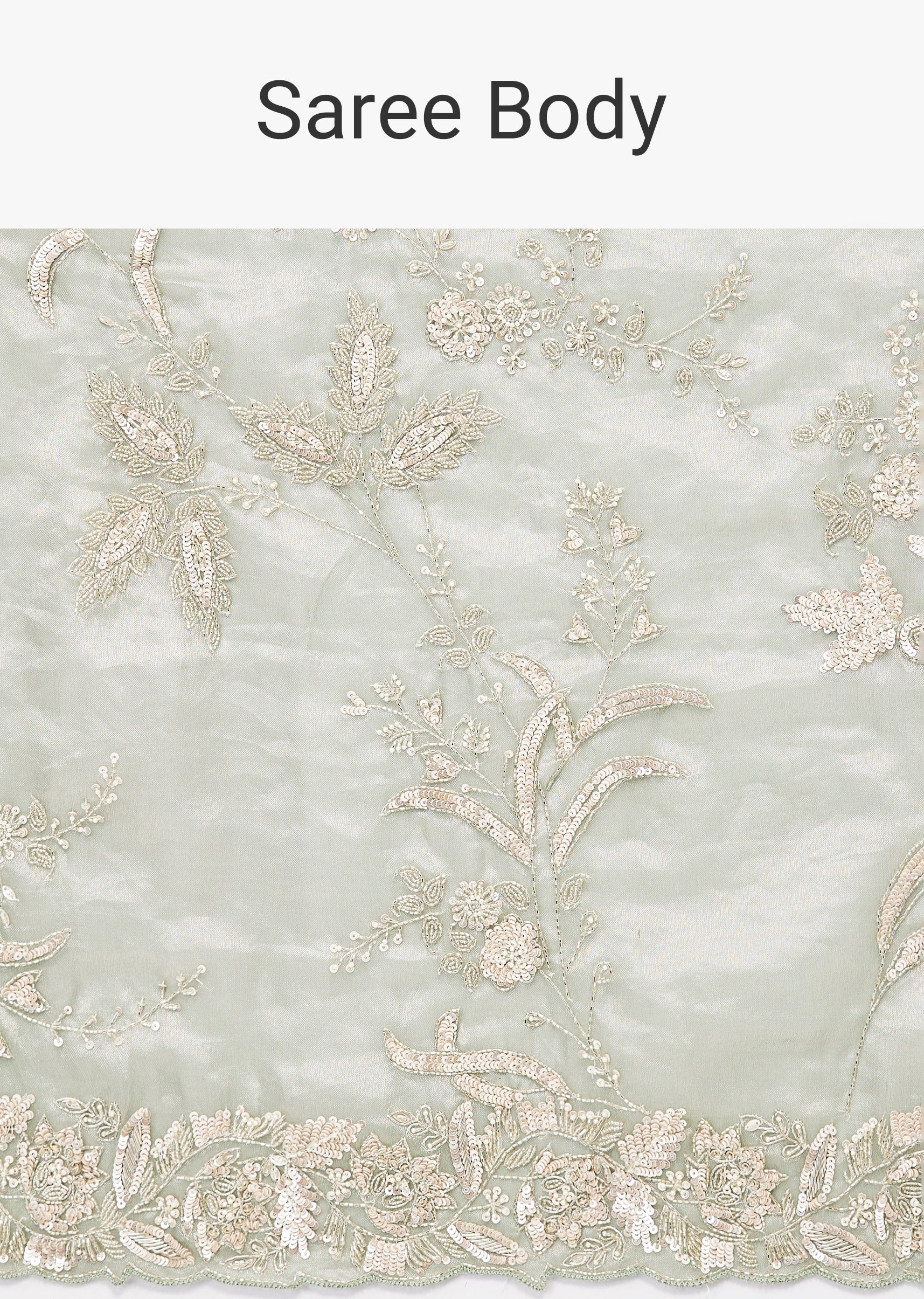 Aqua Blue Tissue Saree With All Over Embroidery - Image 7