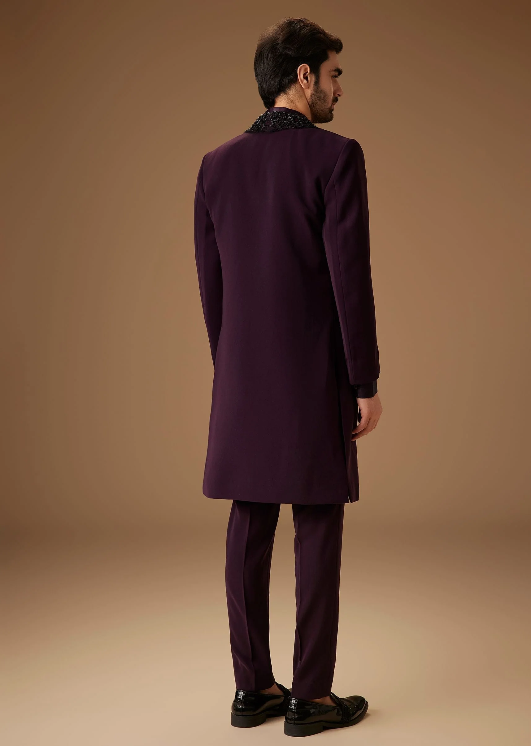Black Cut Dana Work Indo Western Tuxedo - Image 5