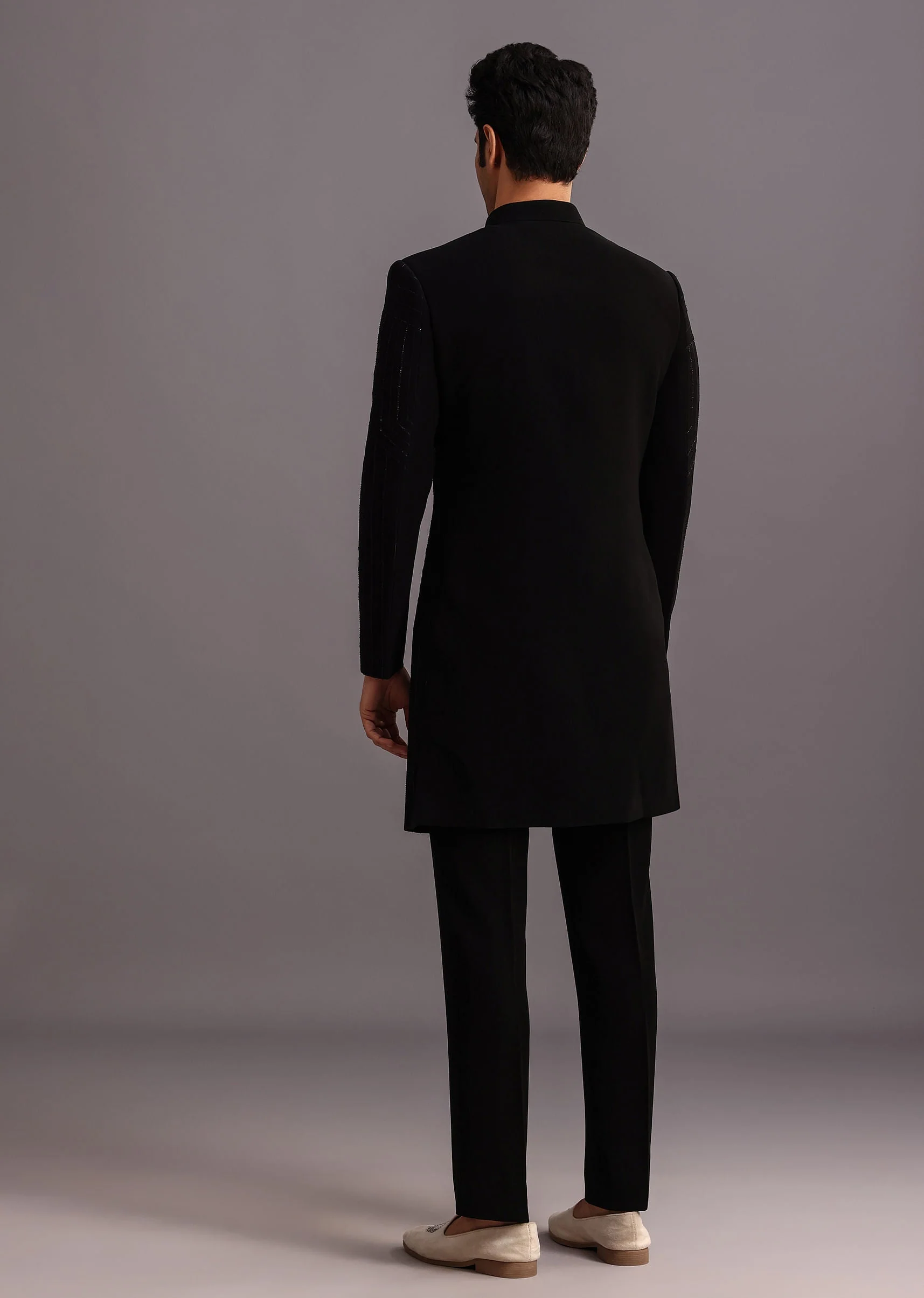 Black Cutdana Indowestern Trouser Suit - Image 5