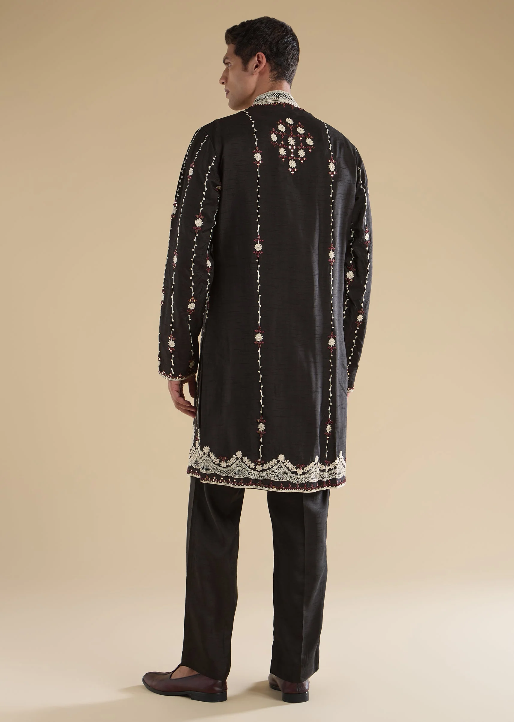 Black Dori work Kurta With Flared Pants - Image 5