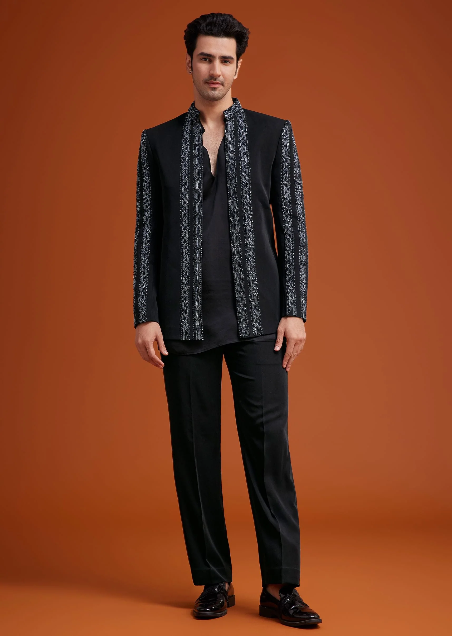 Black Embroidered Jodhpuri Set - Image 3