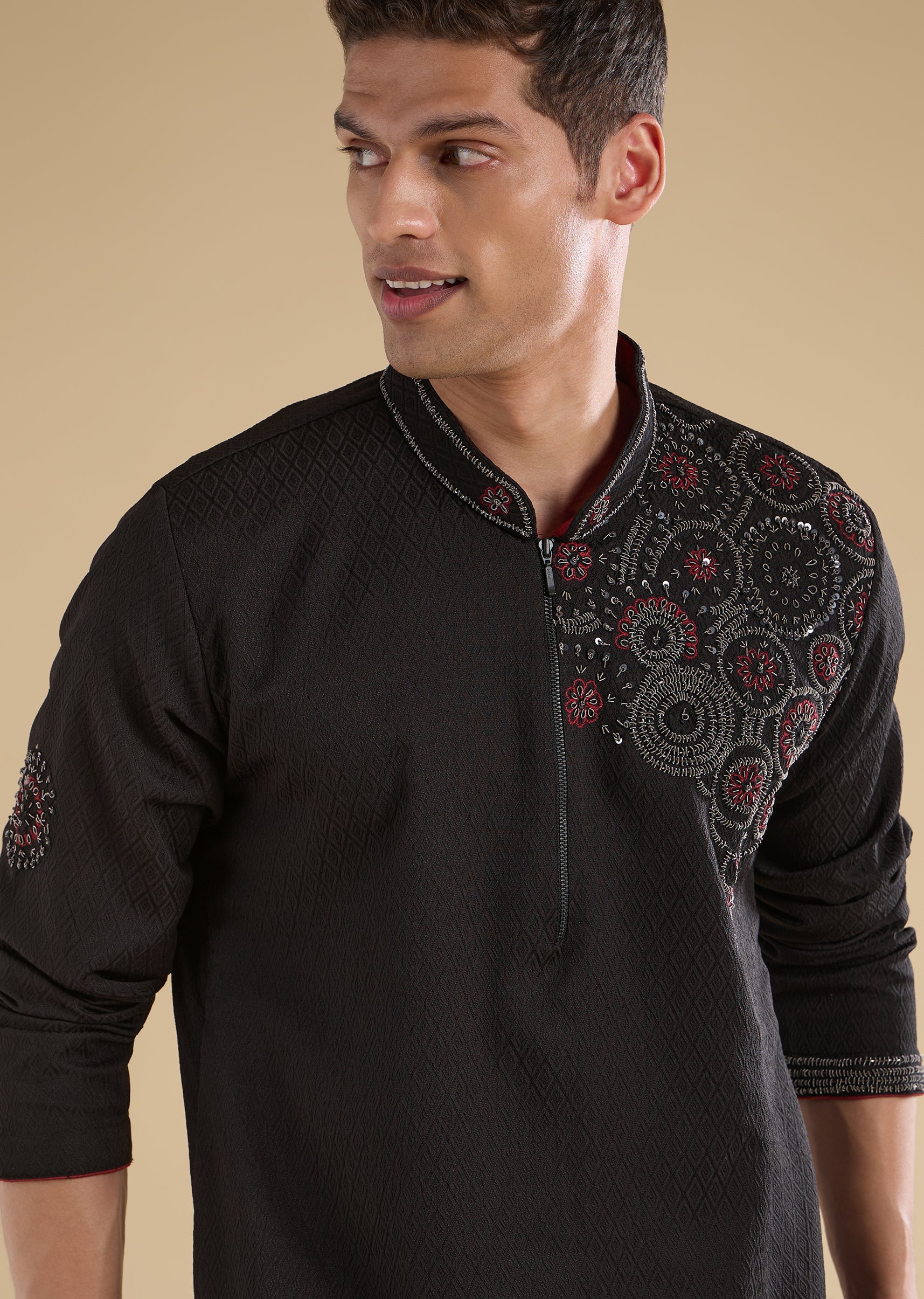 Black Embroidered Kurta Sets - Image 2