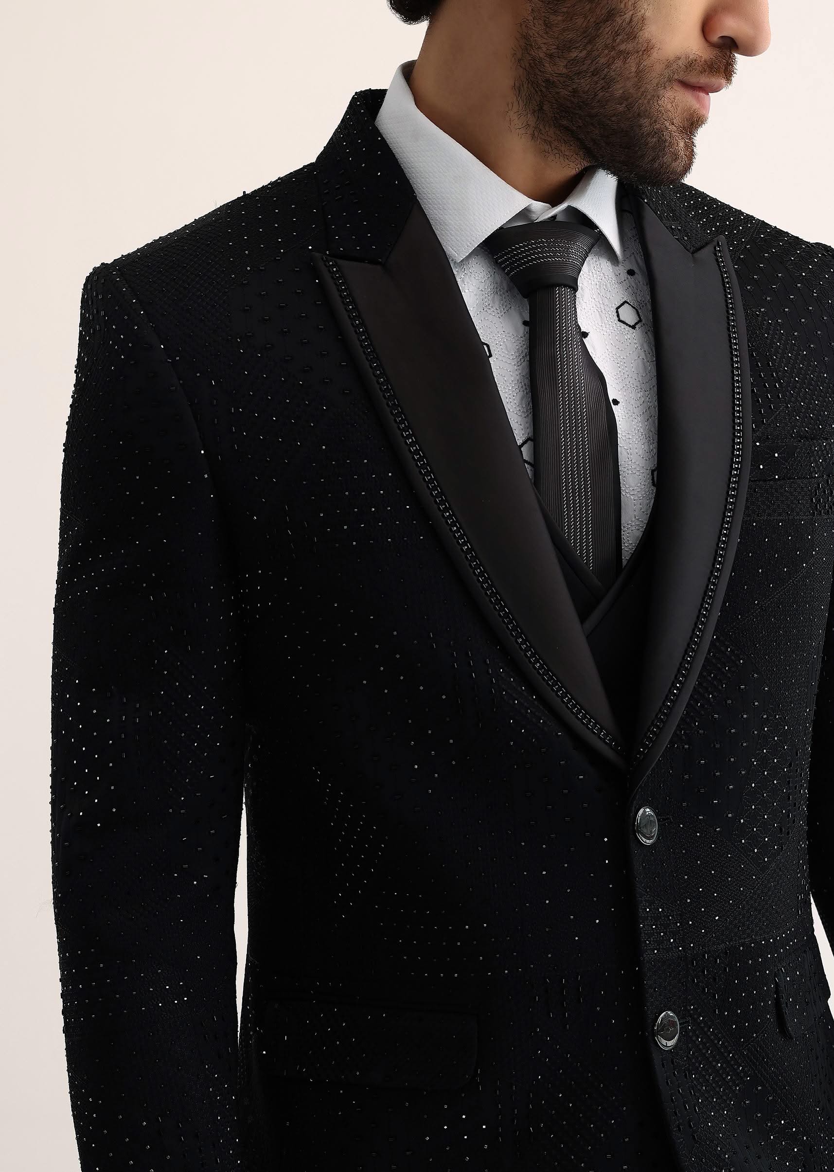 Black Embroidered Tuxedo - Image 3