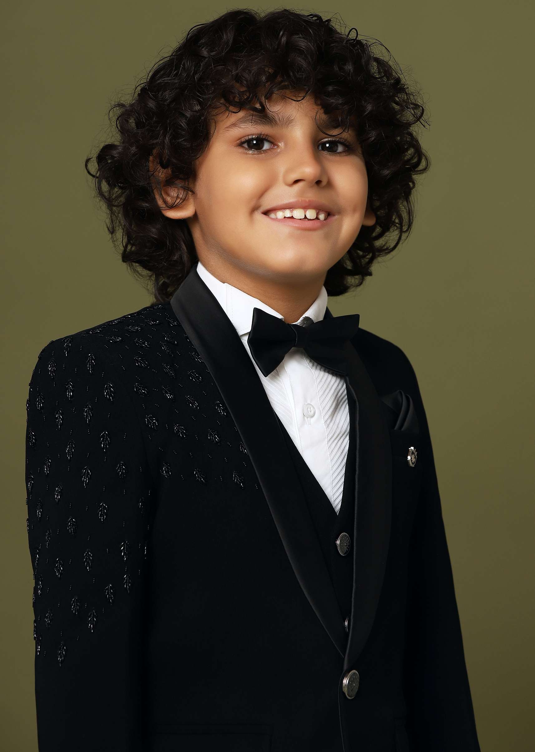 Black Embroidered Tuxedo In Suiting Fabric - Image 4