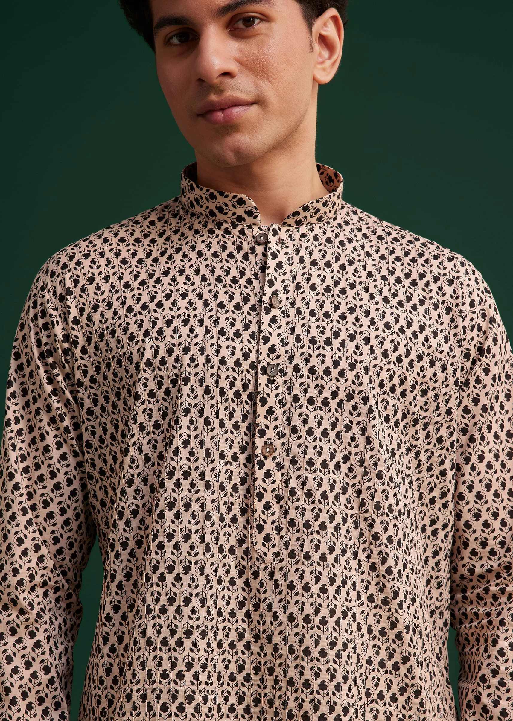 Black Jaipuri Cotton Block Printed Kurta Set - Image 4