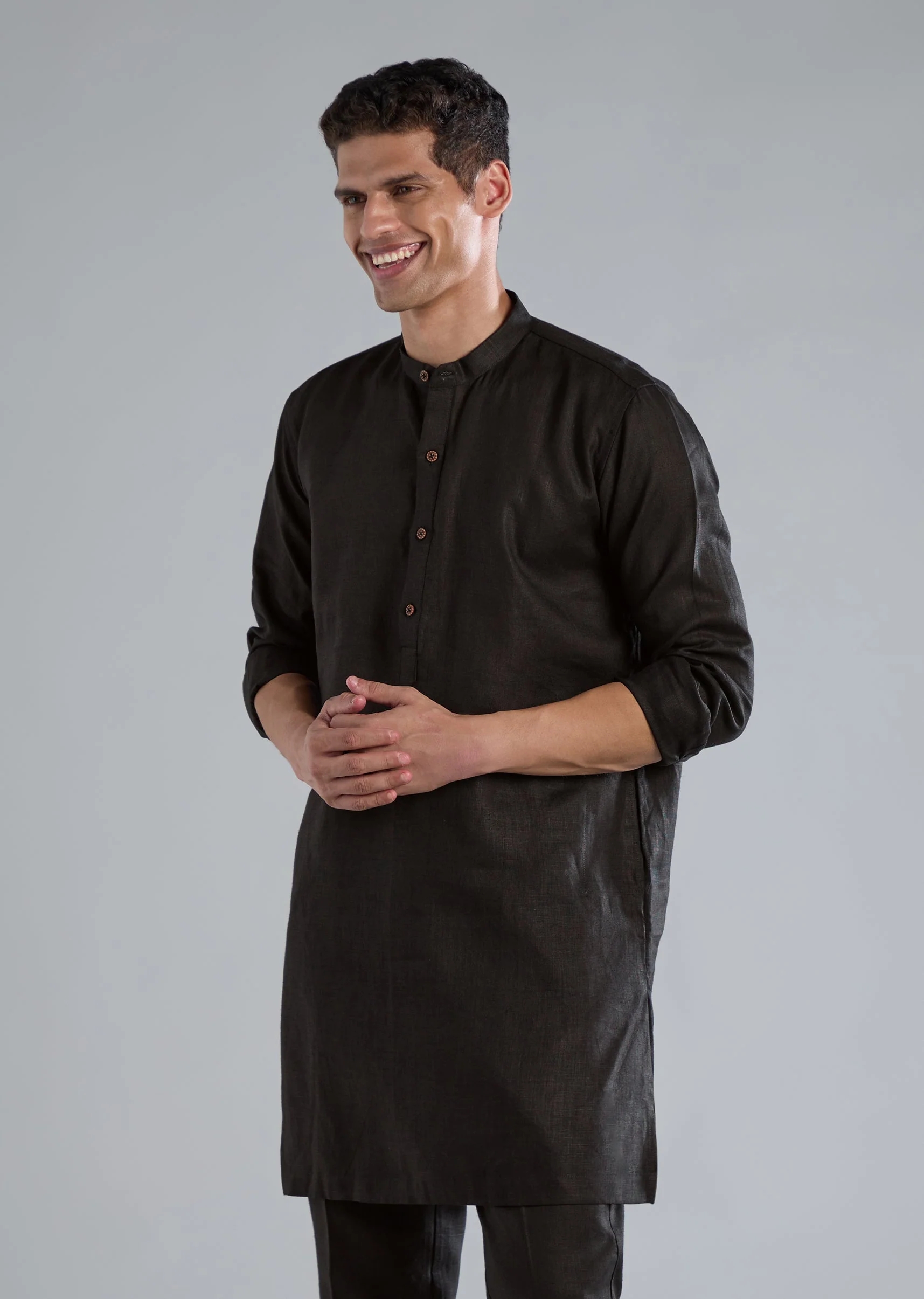 Black Kurta Jacket Set With Zardosi Hand Work - Image 6