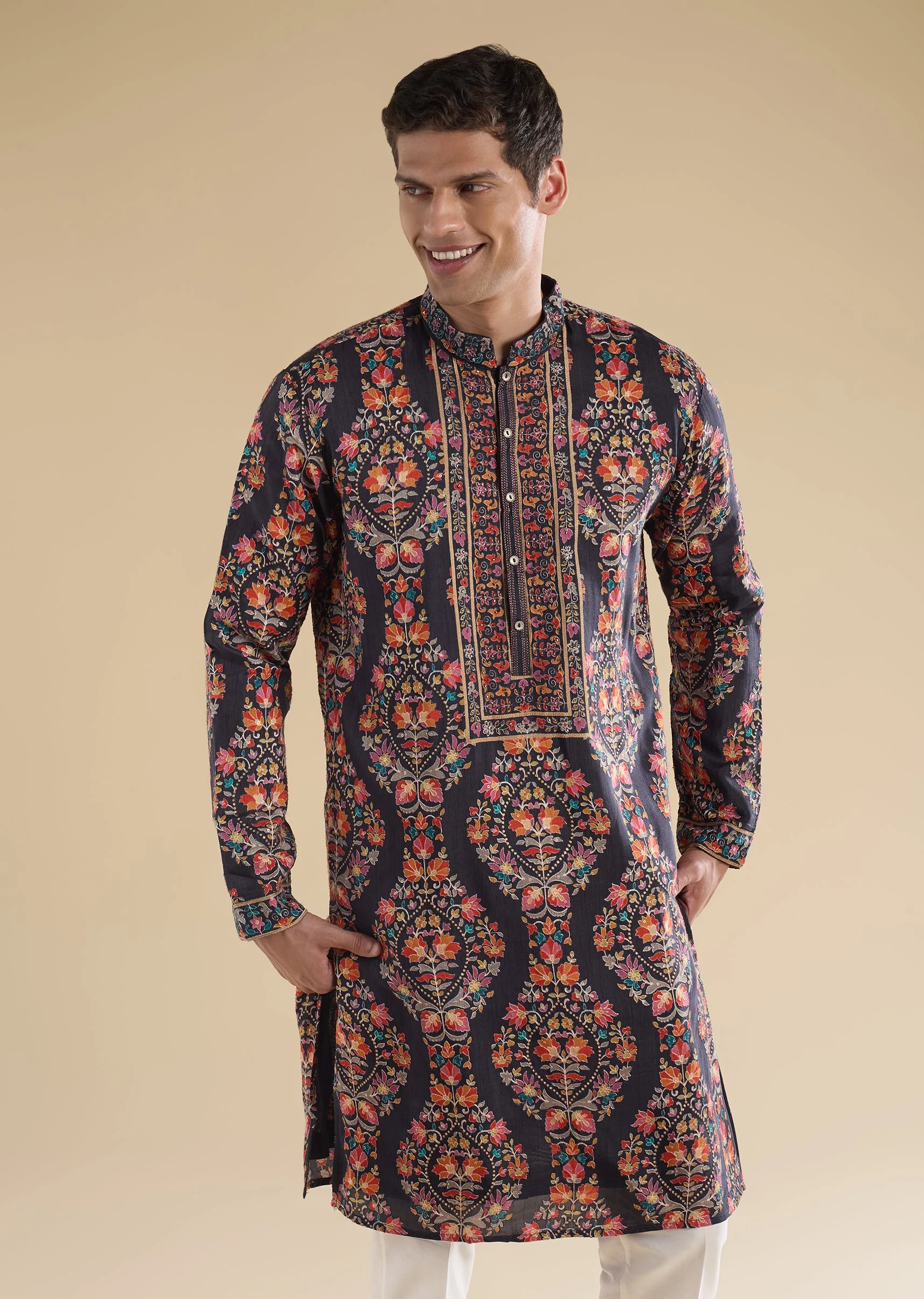 Black Kurta Set With Hand Cutdana Work