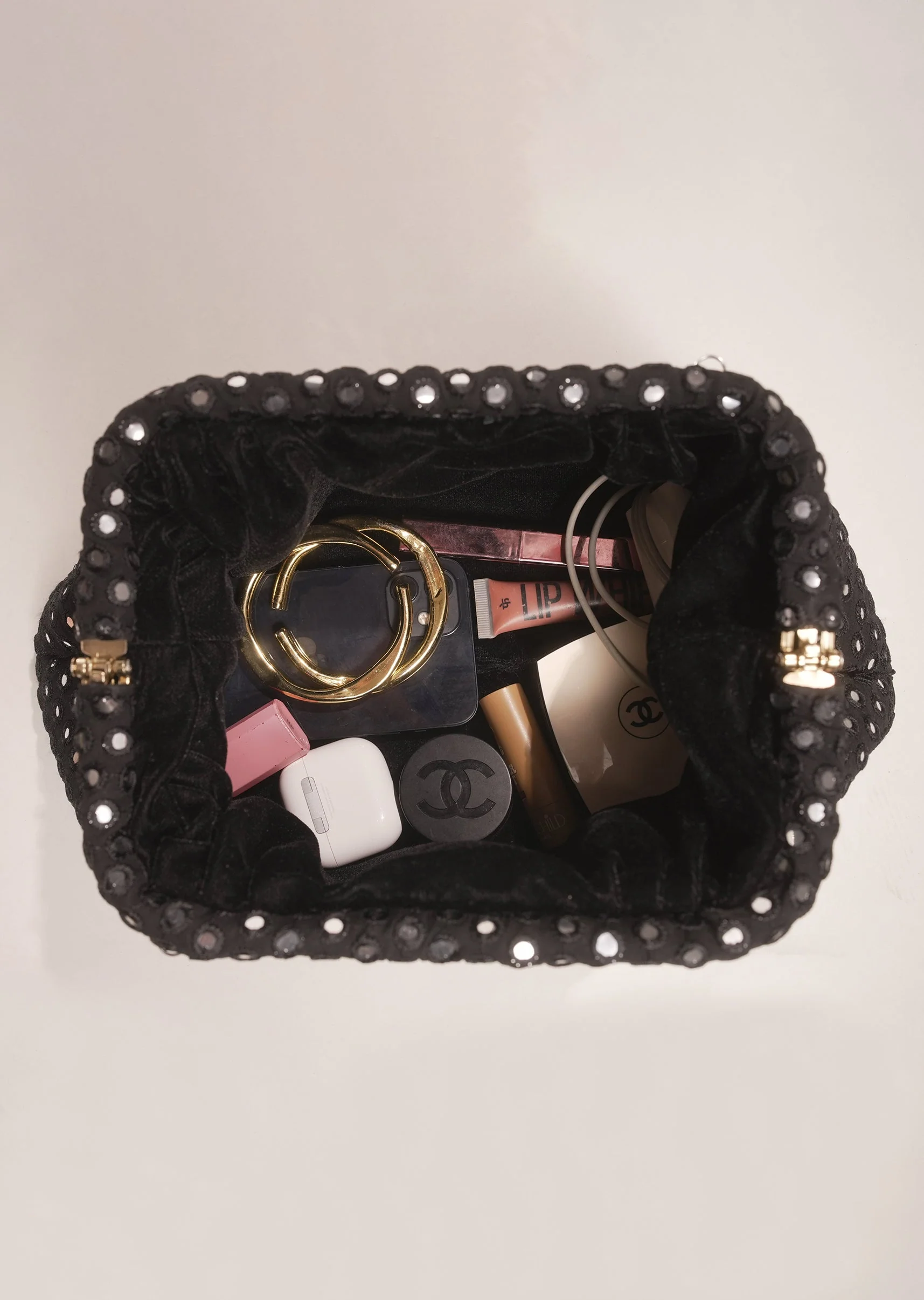 Black Mirror Stud Clutch Bag - Image 4