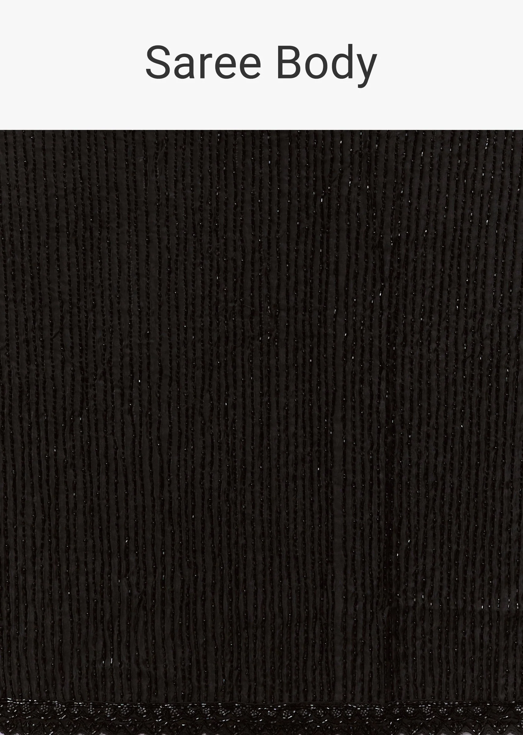 Black Net Saree With Linear Sequins And Hand Embroidered Border - Image 9