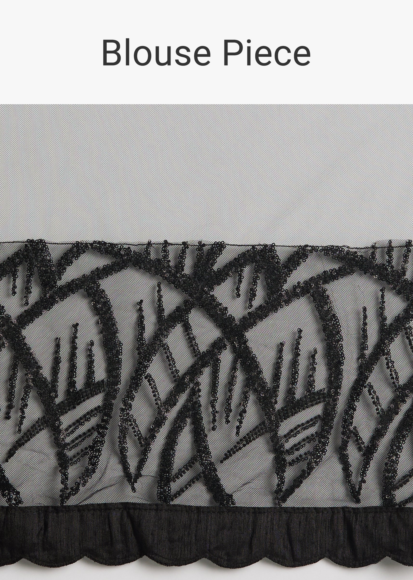 Black Net Saree With Sequins And Stones Embroidery - Image 10