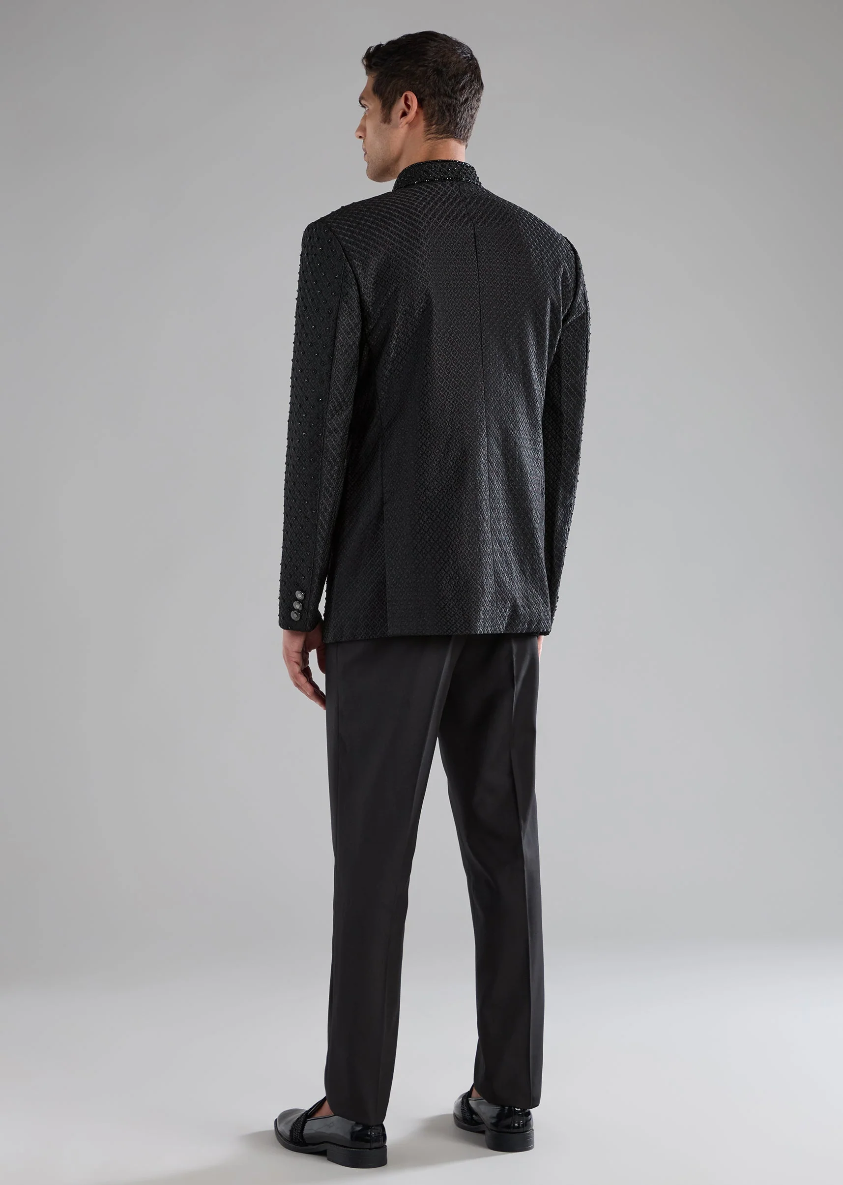 Black Rayon Jodhpuri Set with Bead Work - Image 5