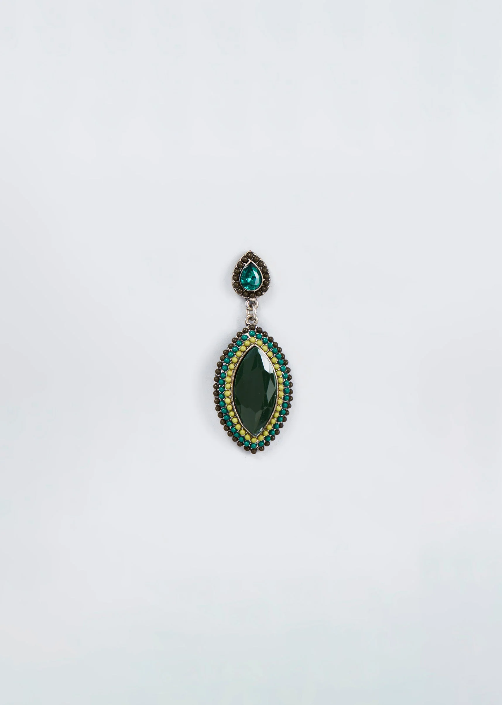 Black Rhodium Finish Black Stone Dangler Earrings - Image 2