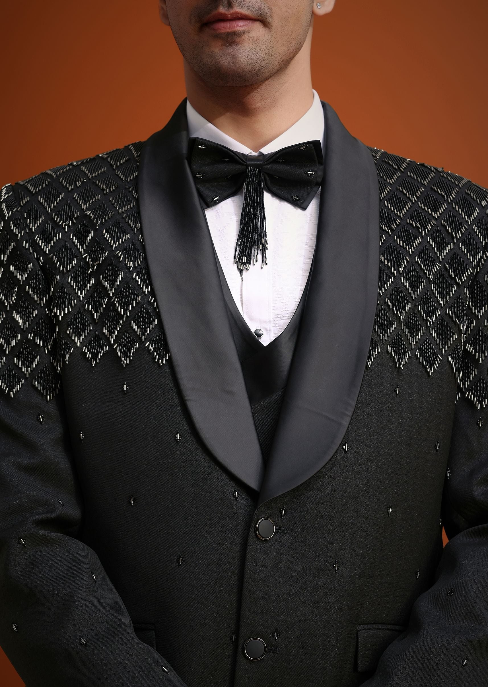 Black Salli Embellished Tuxedo Set - Image 2