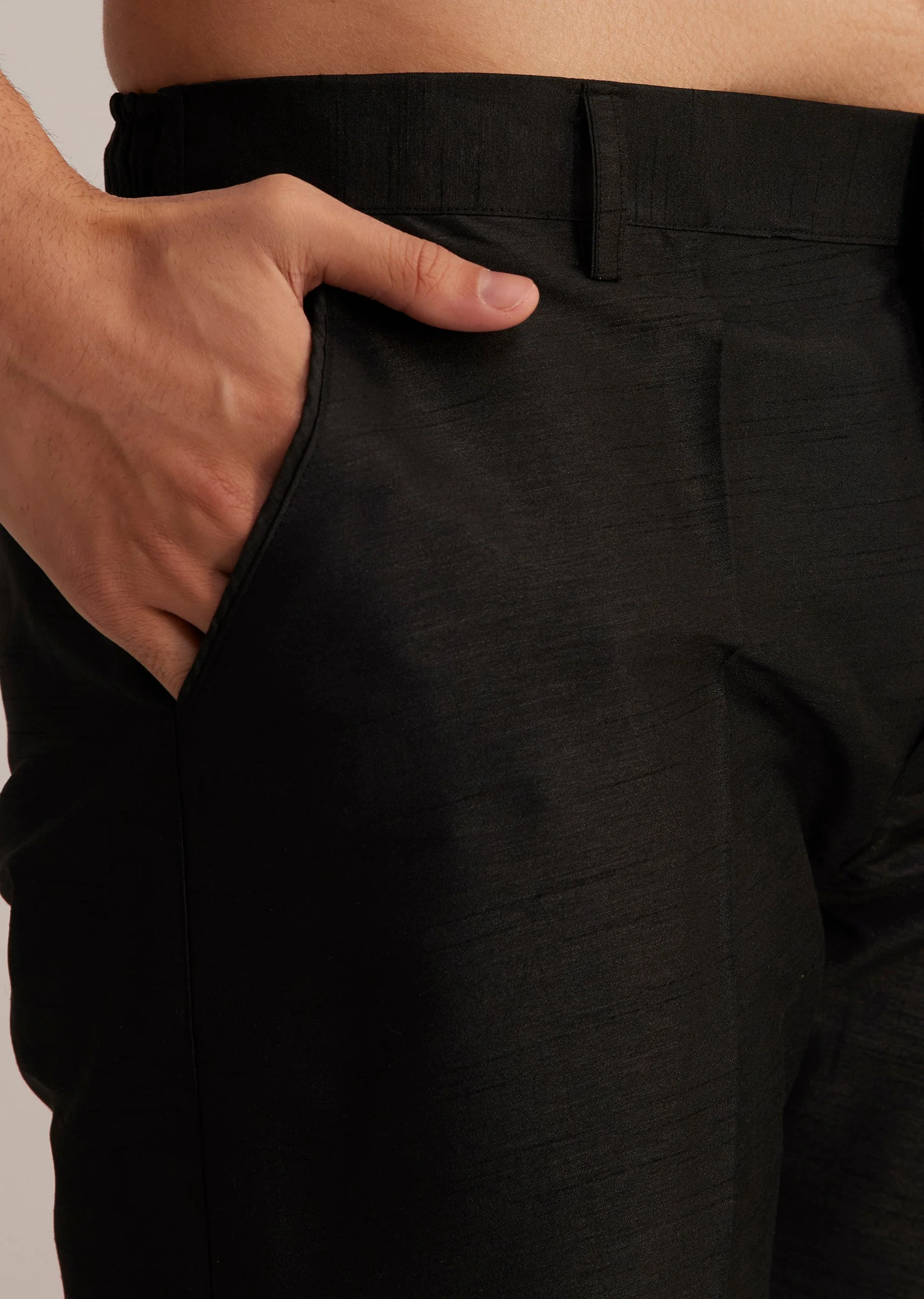 Black Silk Kurta Set With Embroidered Nehru Jacket - Image 7