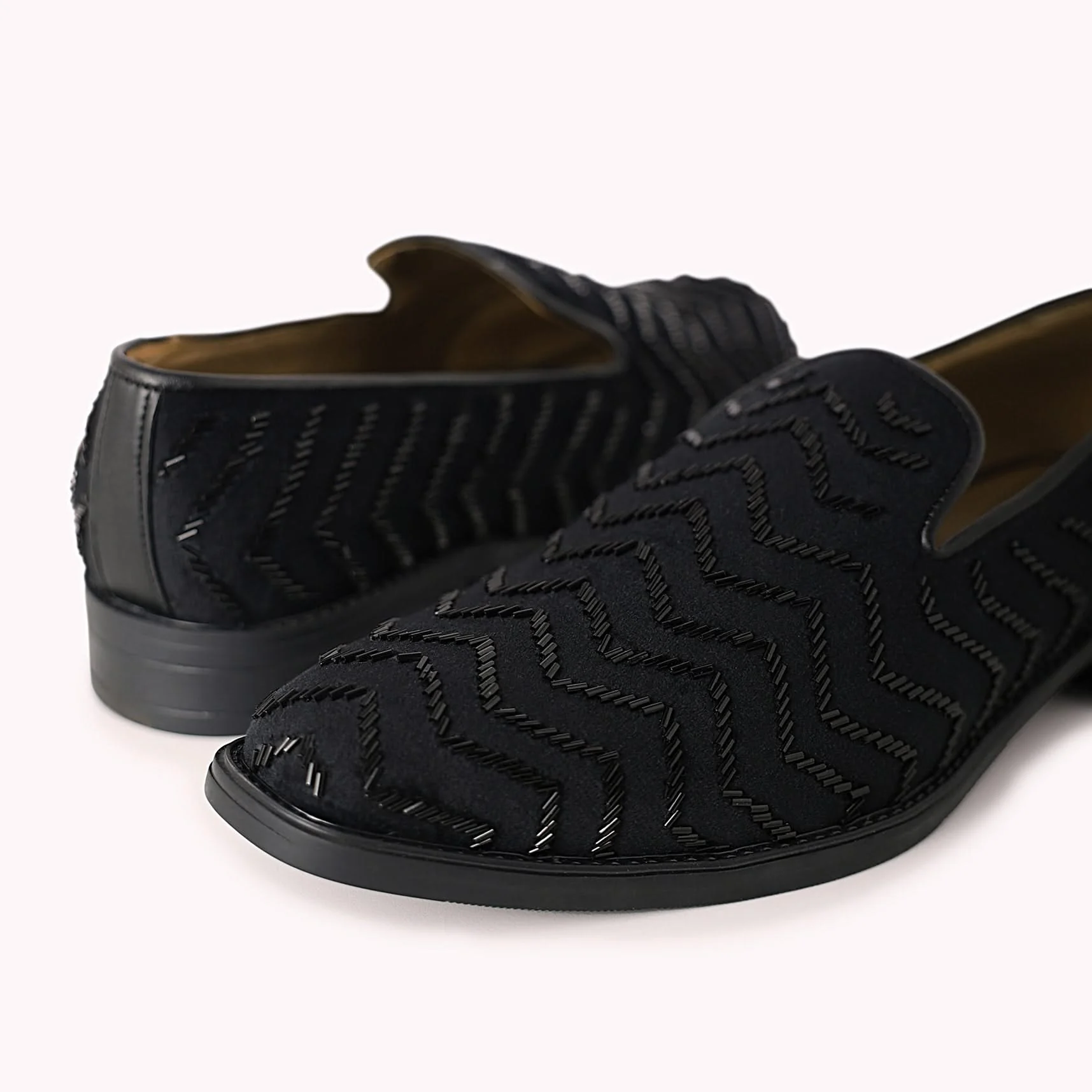 Black Velvet Juttis With Cutdana Work - Image 3