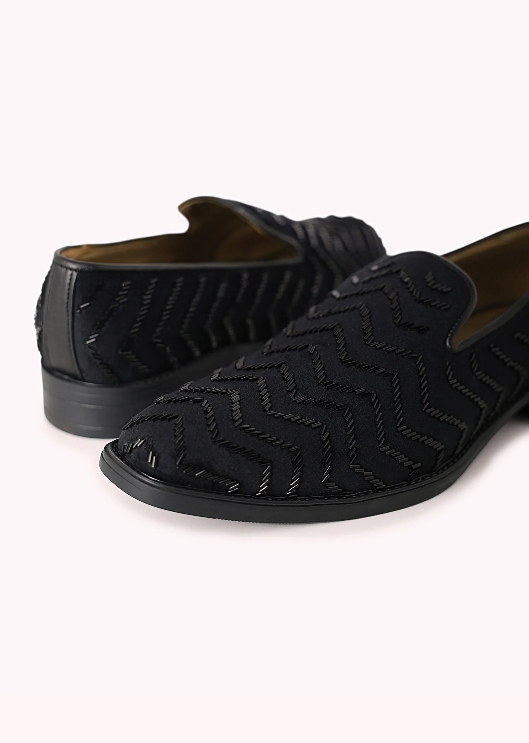 Black Velvet Juttis With Cutdana Work - Image 4