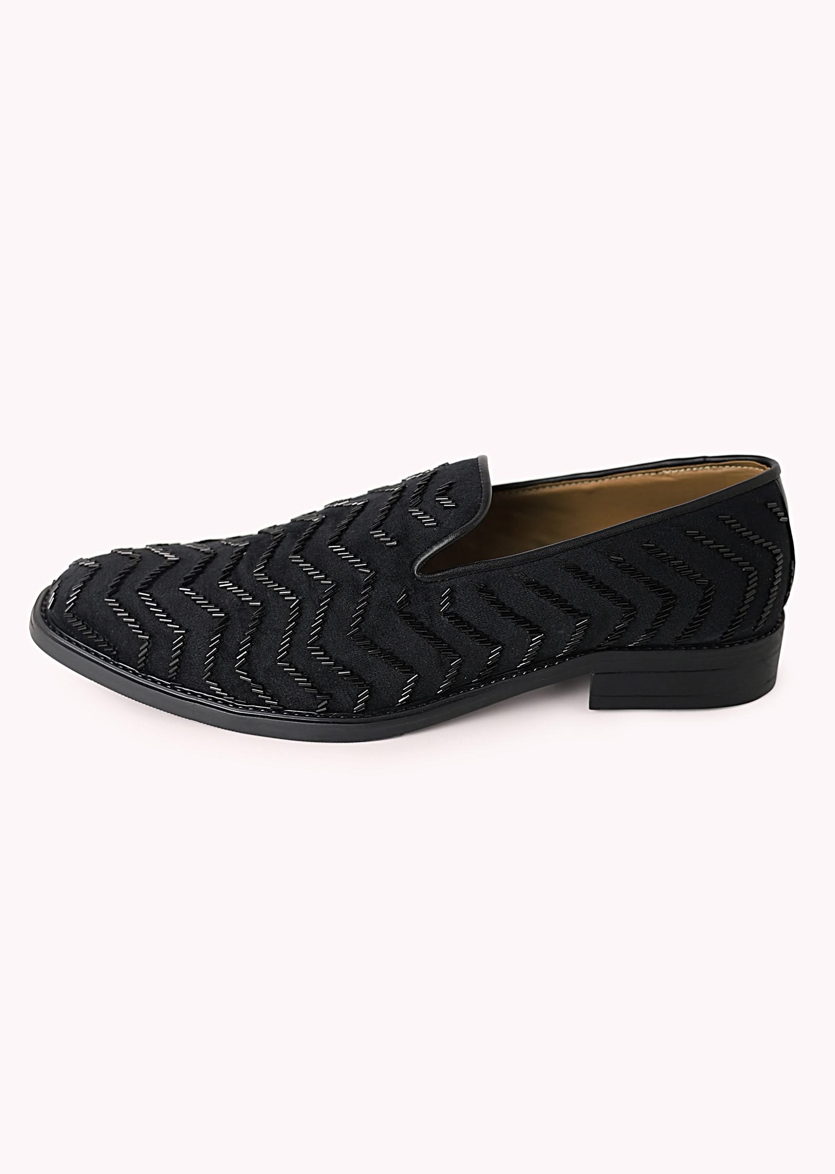 Black Velvet Juttis With Cutdana Work - Image 5