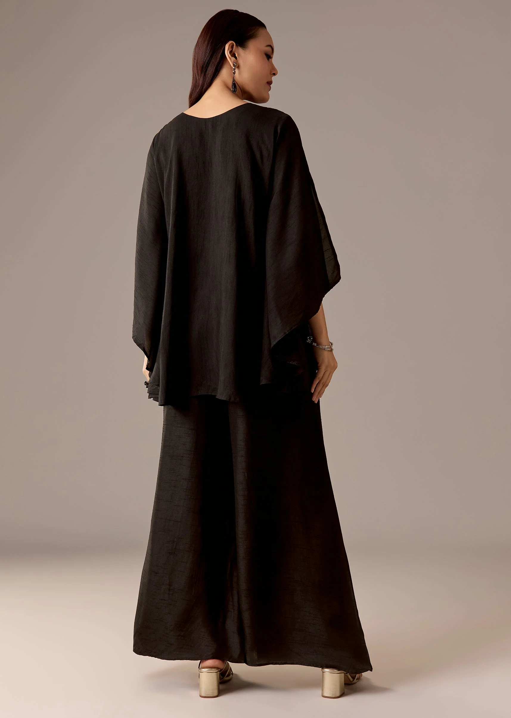 Black Zari Kaftan Palazzo Set - Image 5