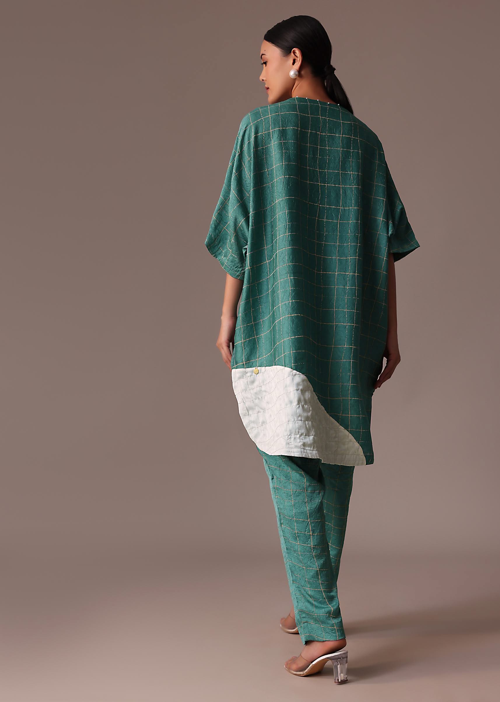 Blue And White Colour Block Print Crepe Co Ord Set - Image 5