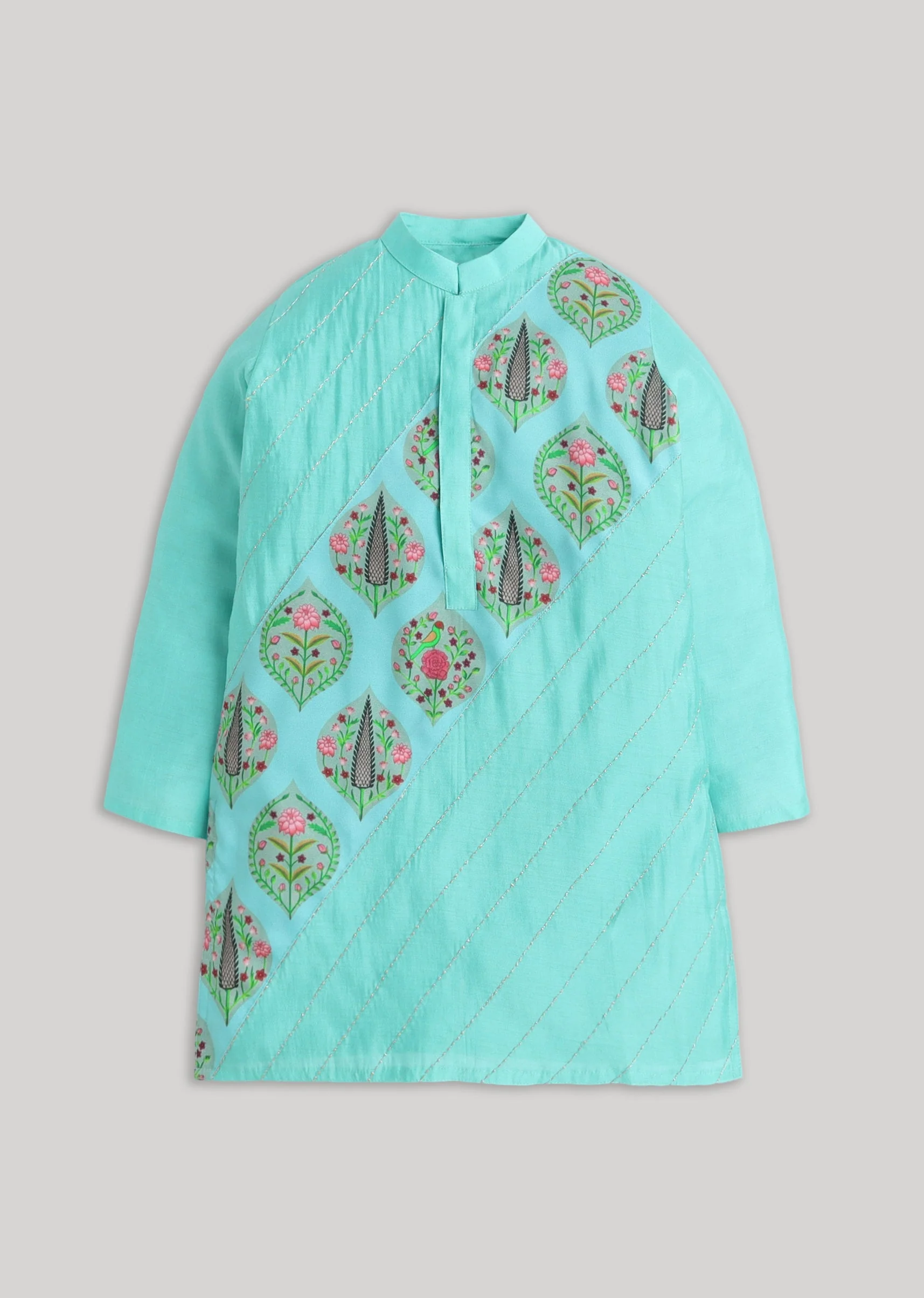 Blue And White Kids Kurta Set - Image 2