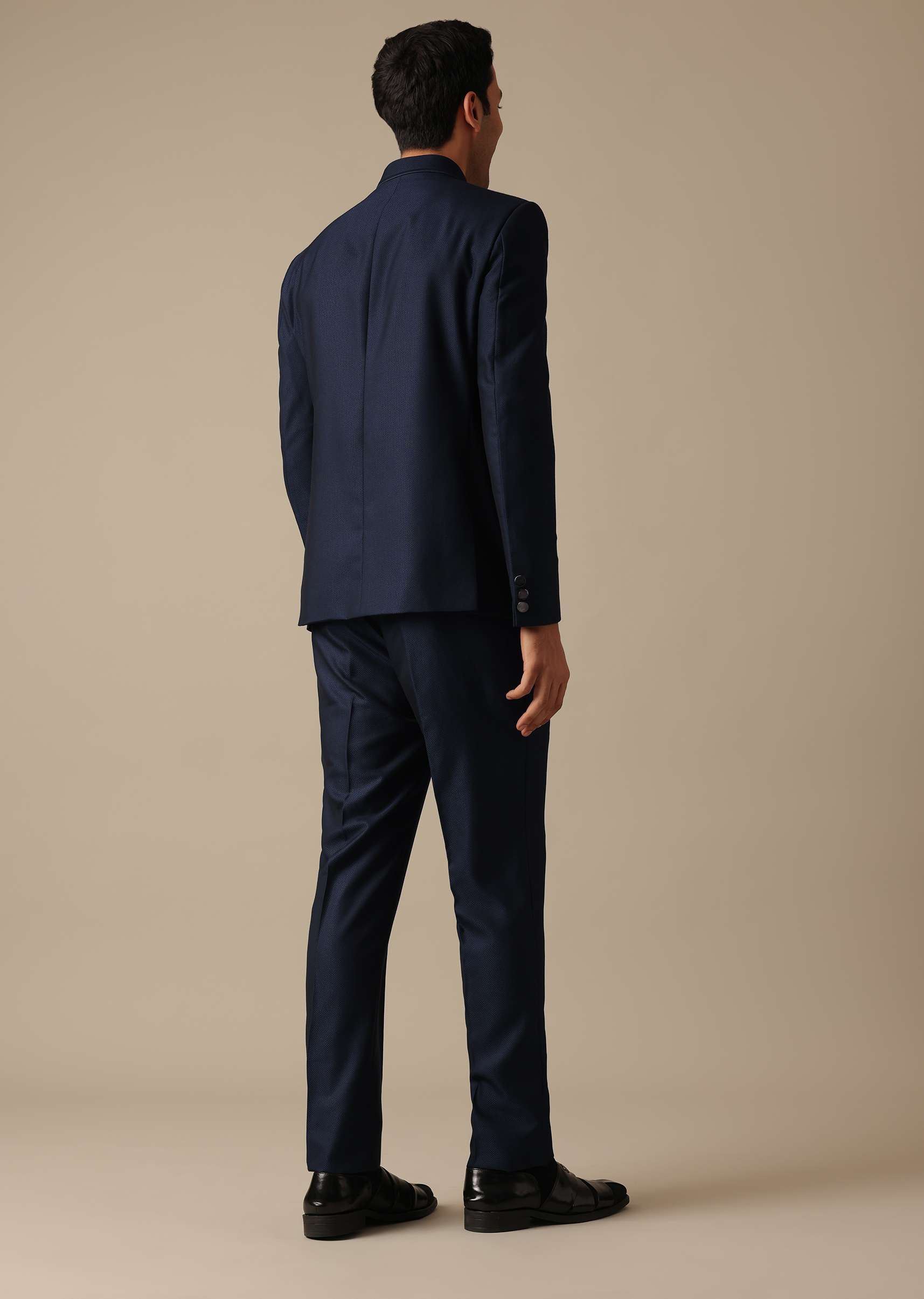 Blue Bandhgala Jodhpuri And Pant Set In Terry Rayon - Image 5