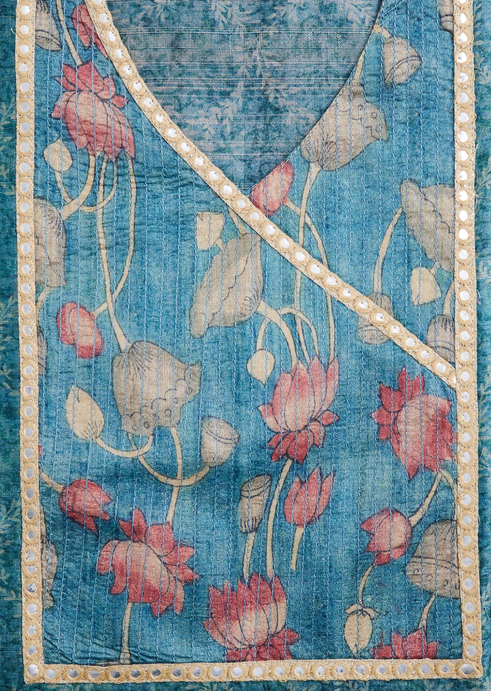 Blue Dola Silk Printed Unstitched Suit - Image 2