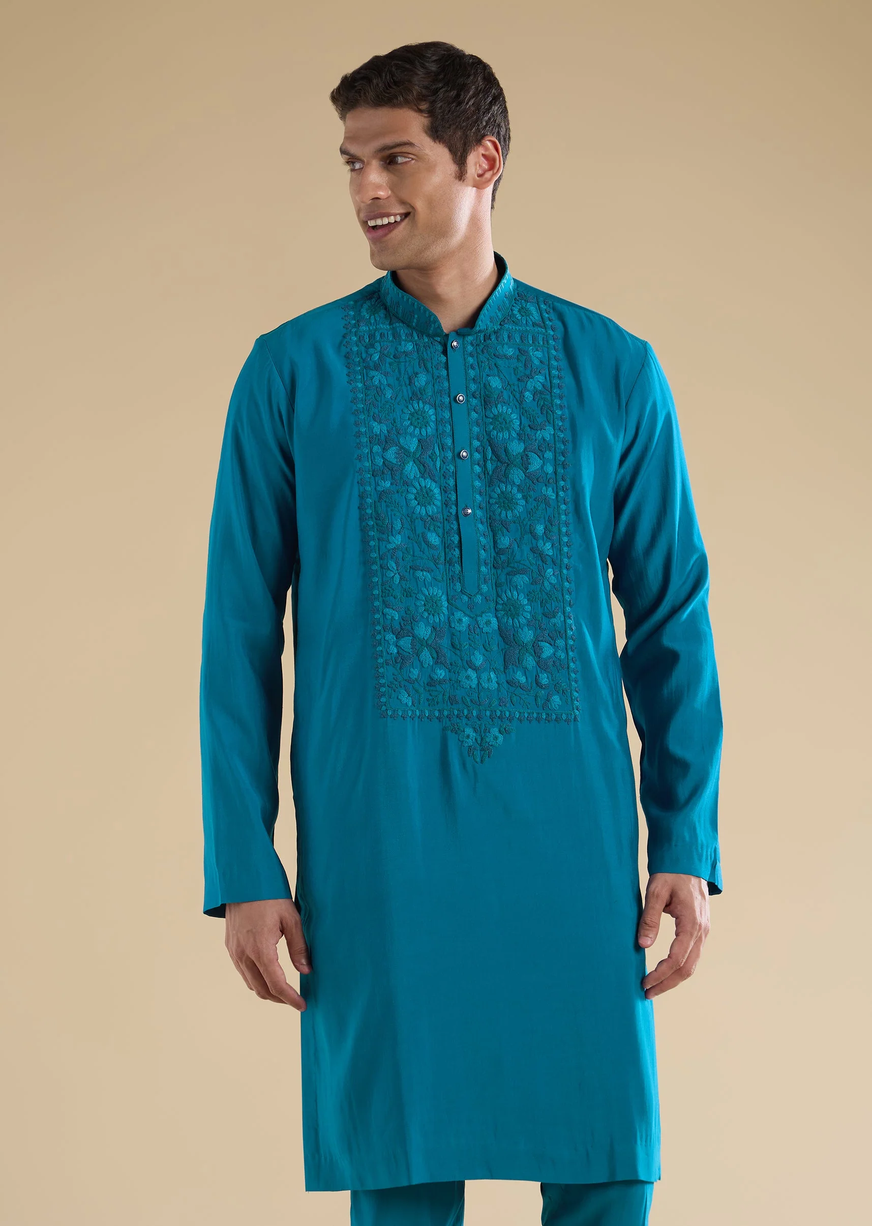 Blue Embroidered Kurta Sets And Dupatta - Image 6