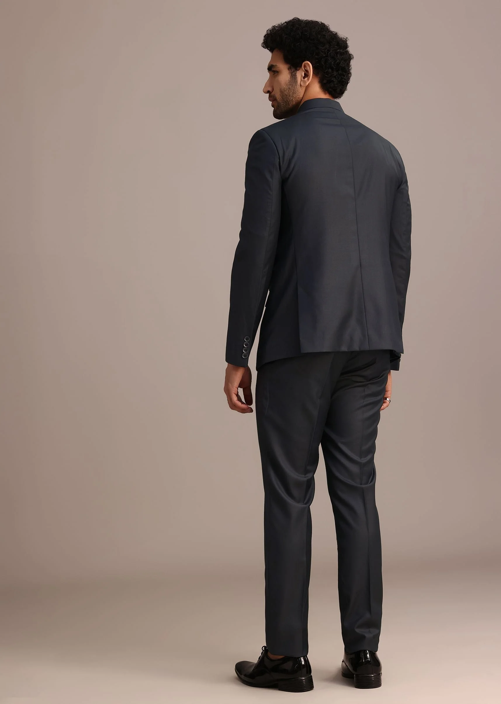 Blue Jodhpuri And Pant Set With Pocket Square - Image 5