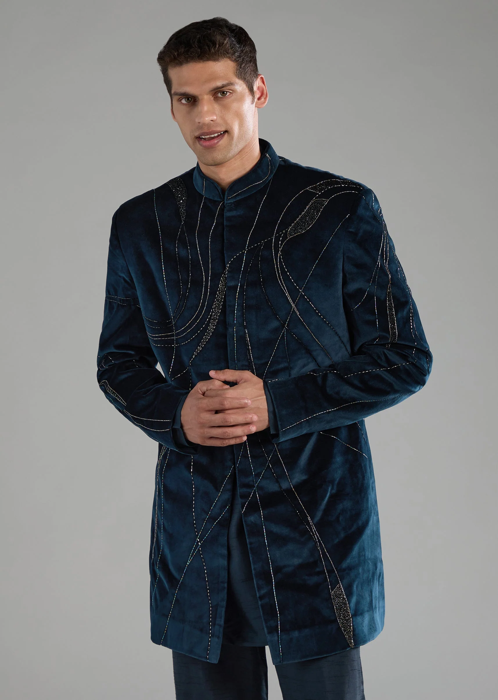Blue Velvet Indo Western Set - Image 3