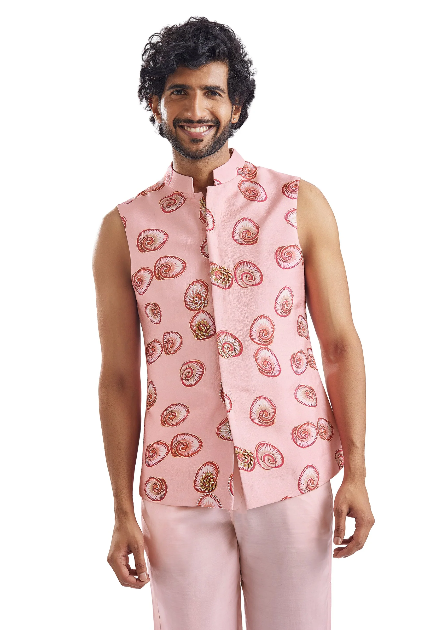 Blush Pink Chanderi Indo Western Set - Image 7