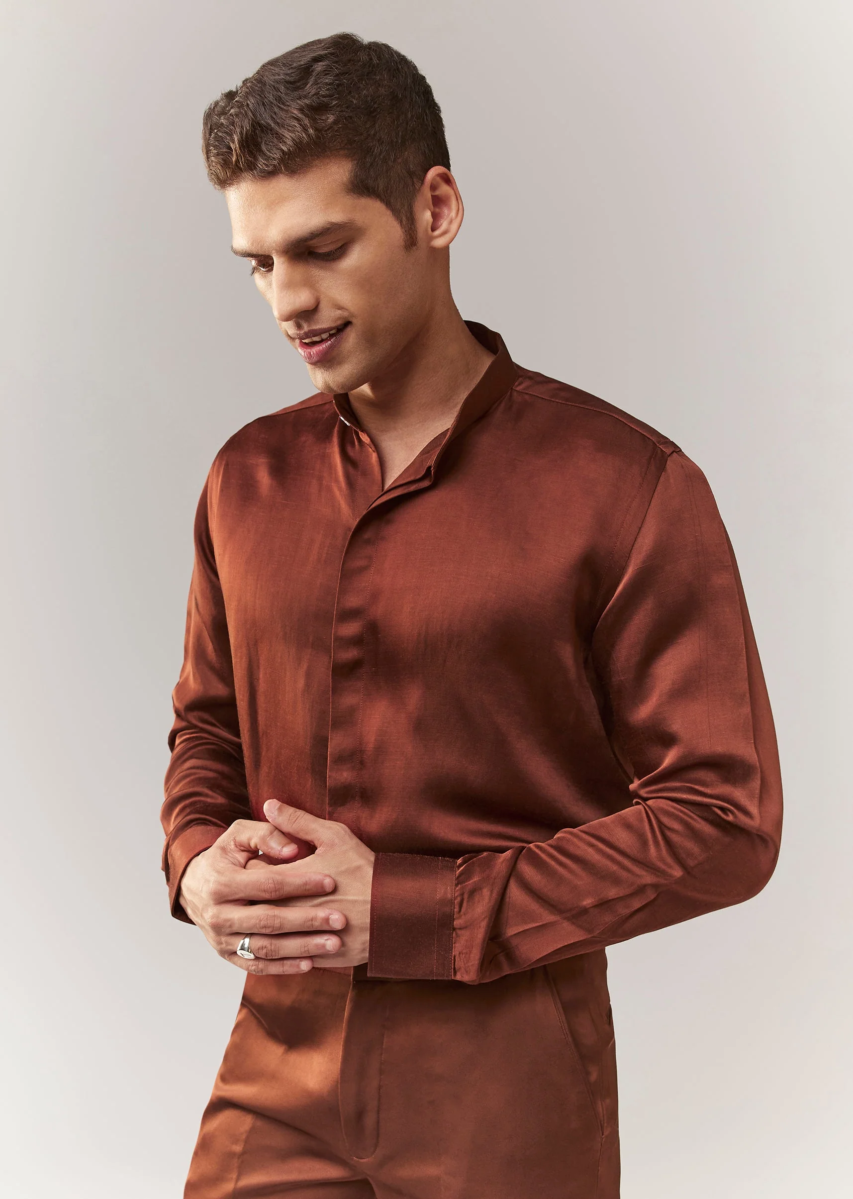 Brown Hand Embroidered Blazer Set With Waistcoat - Image 6