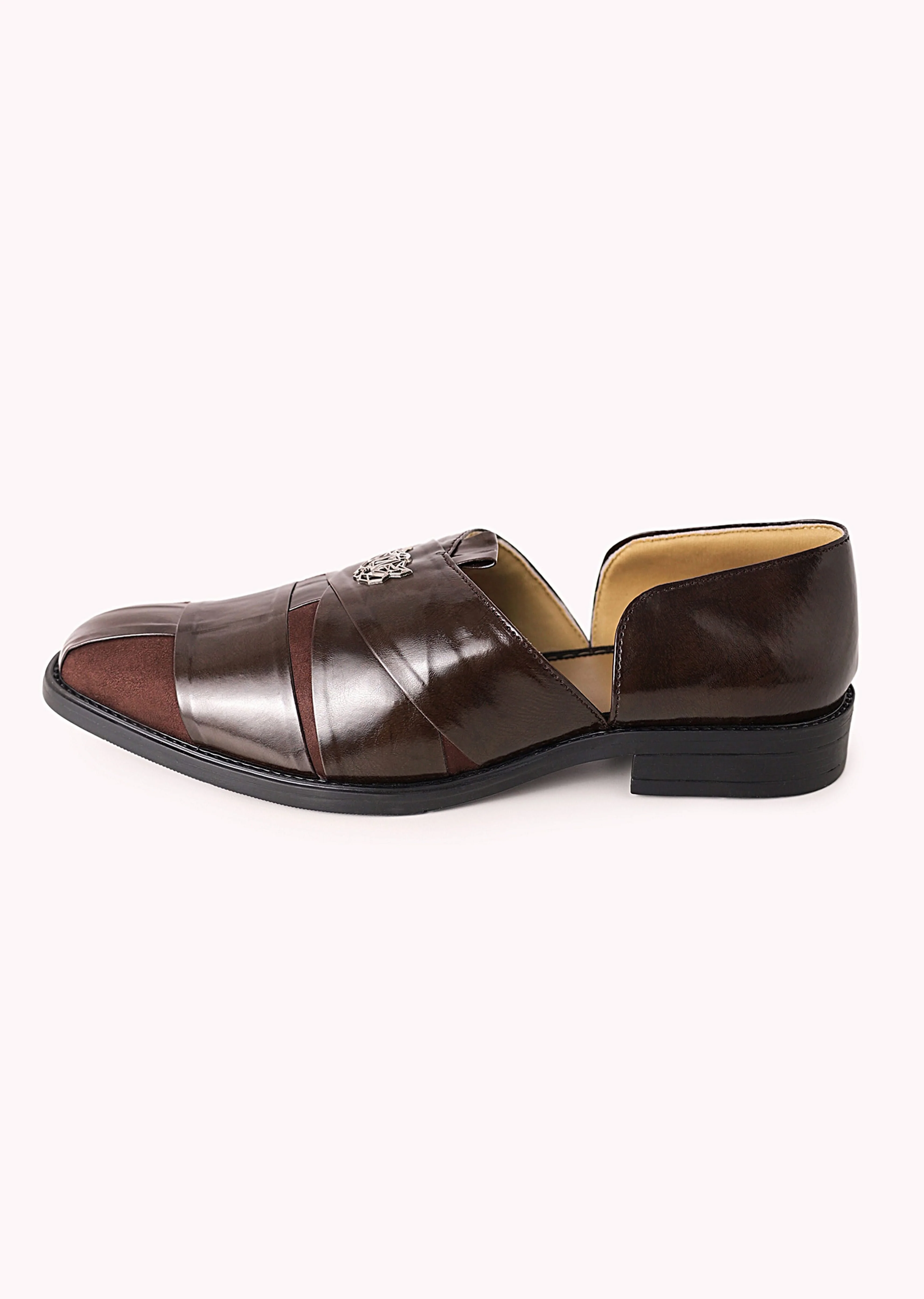 Brown Juttis with Block Heels - Image 3