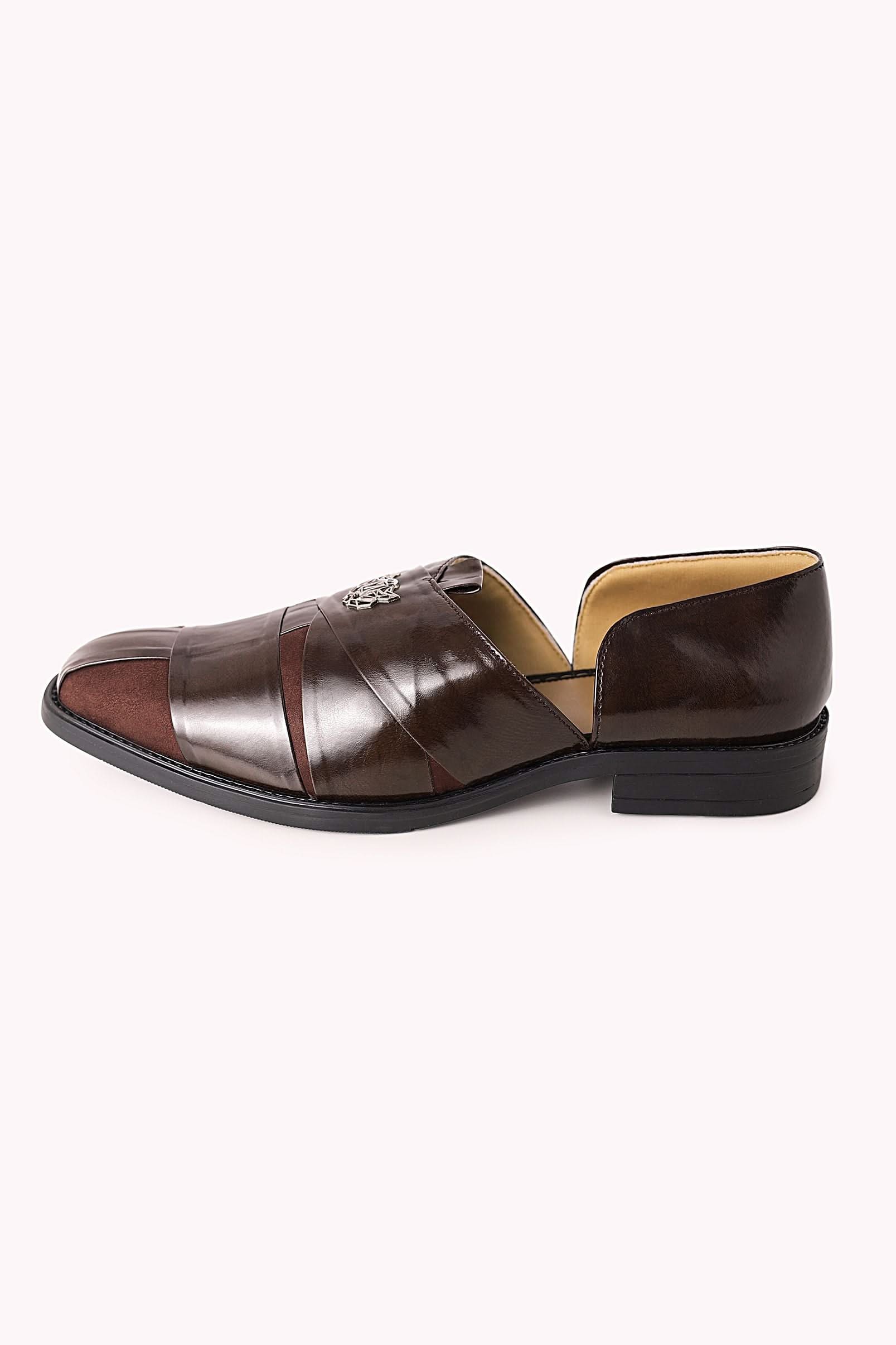 Brown Juttis with Block Heels - Image 5