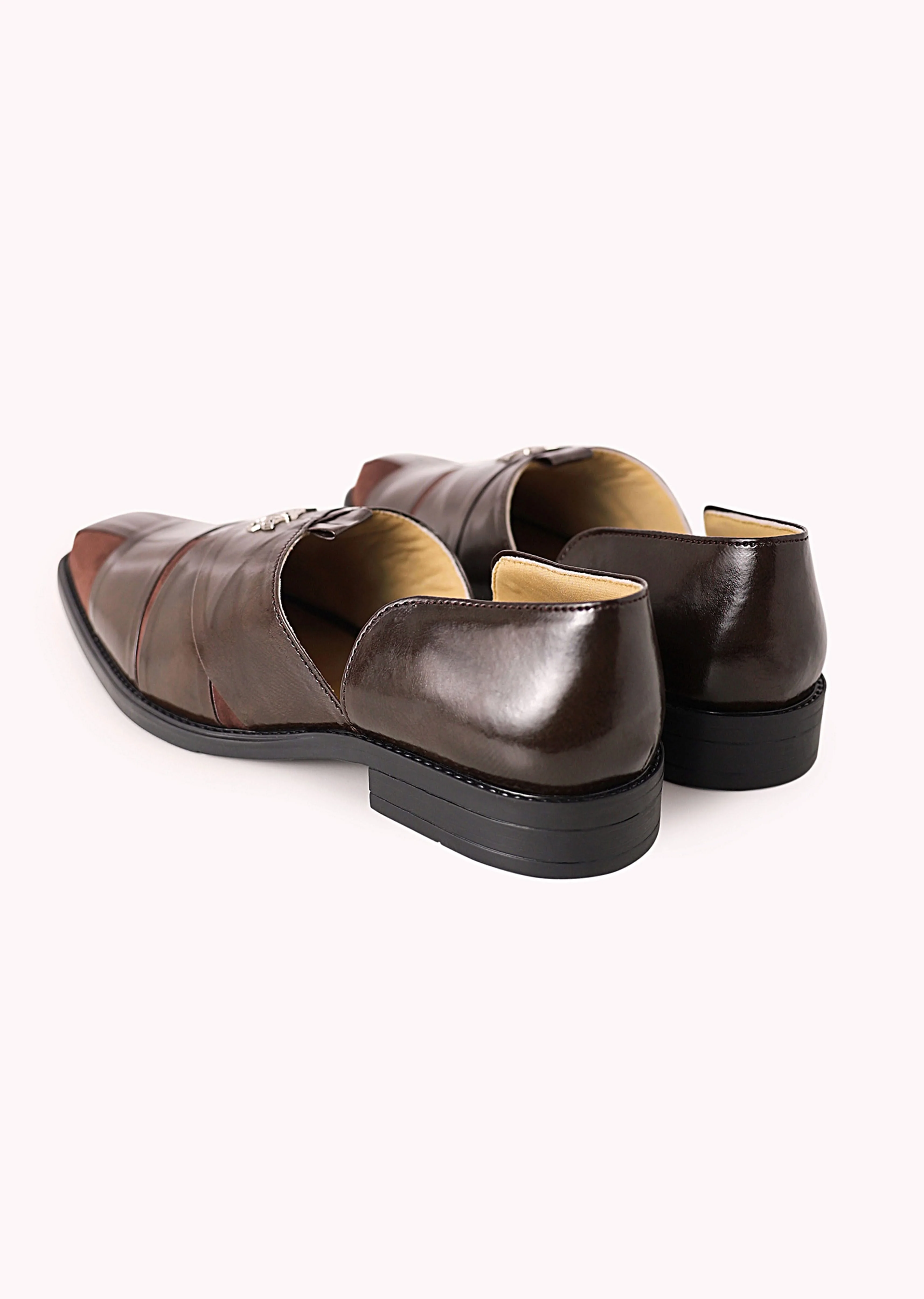 Brown Juttis with Block Heels - Image 7