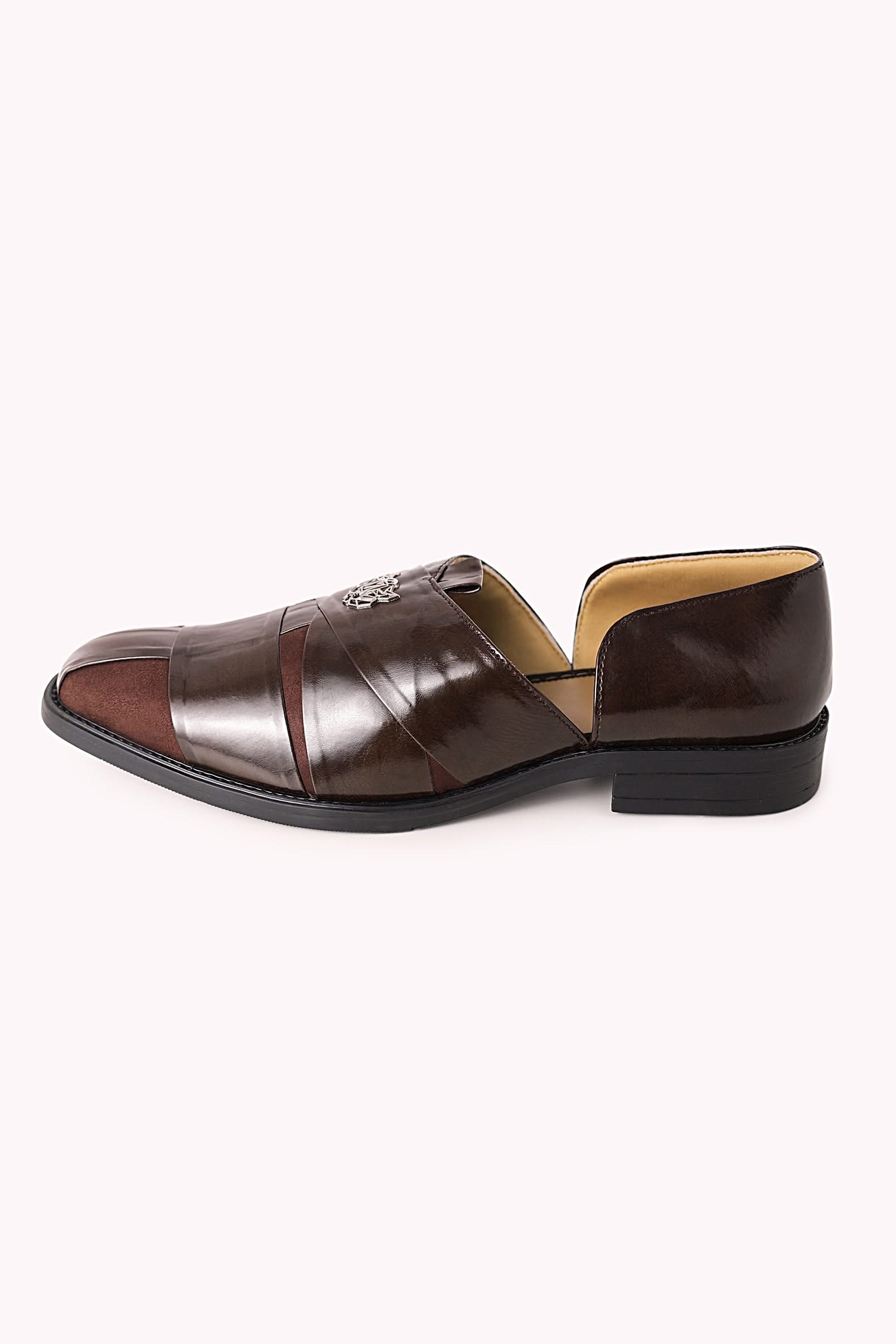 Brown Juttis with Block Heels - Image 8