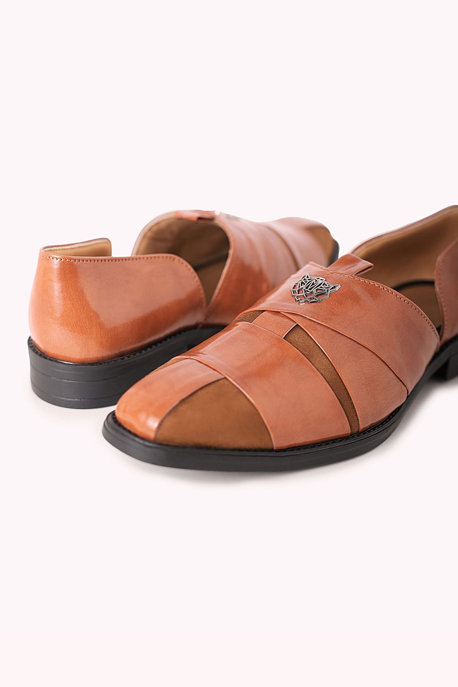 Brown Juttis with Cutwork Detail - Image 3