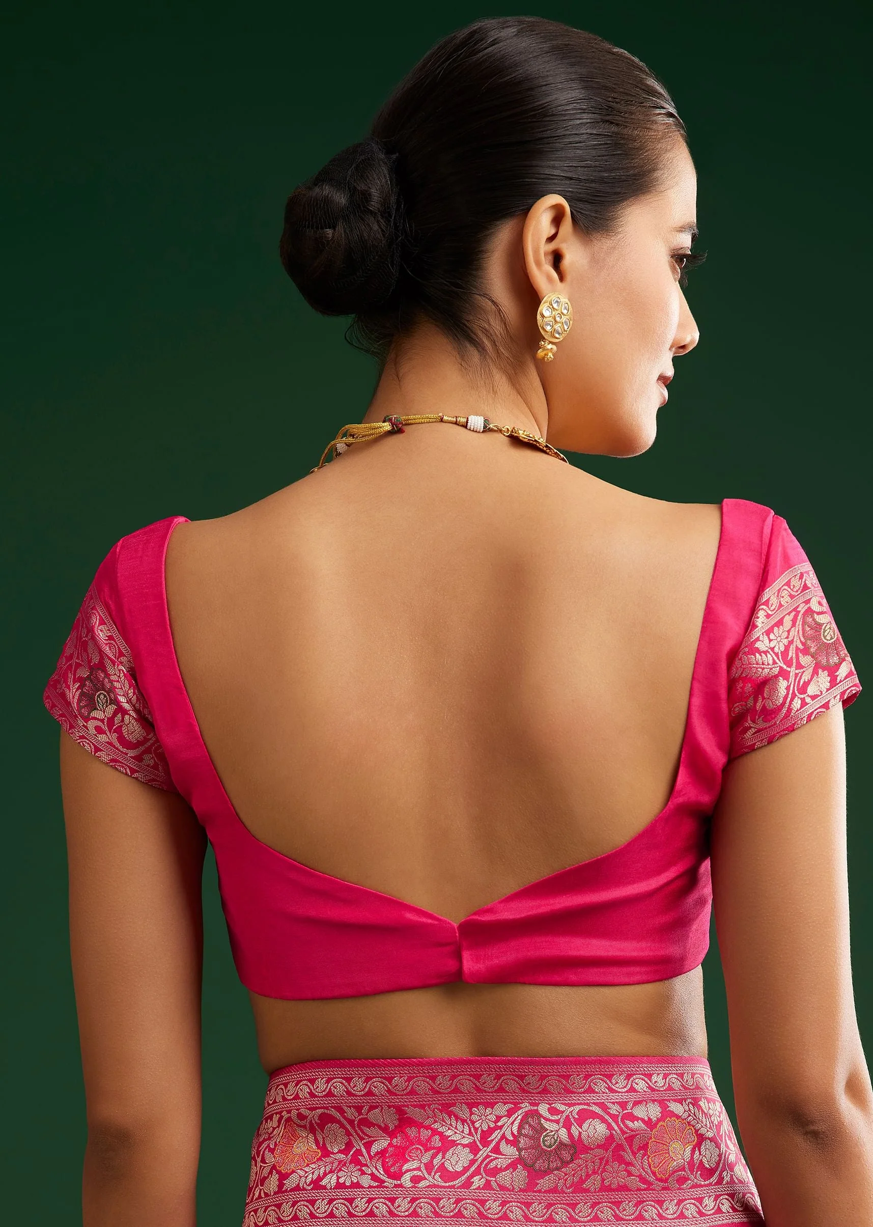 Classic Red Dola Silk Saree With Zari Detailing - Image 8