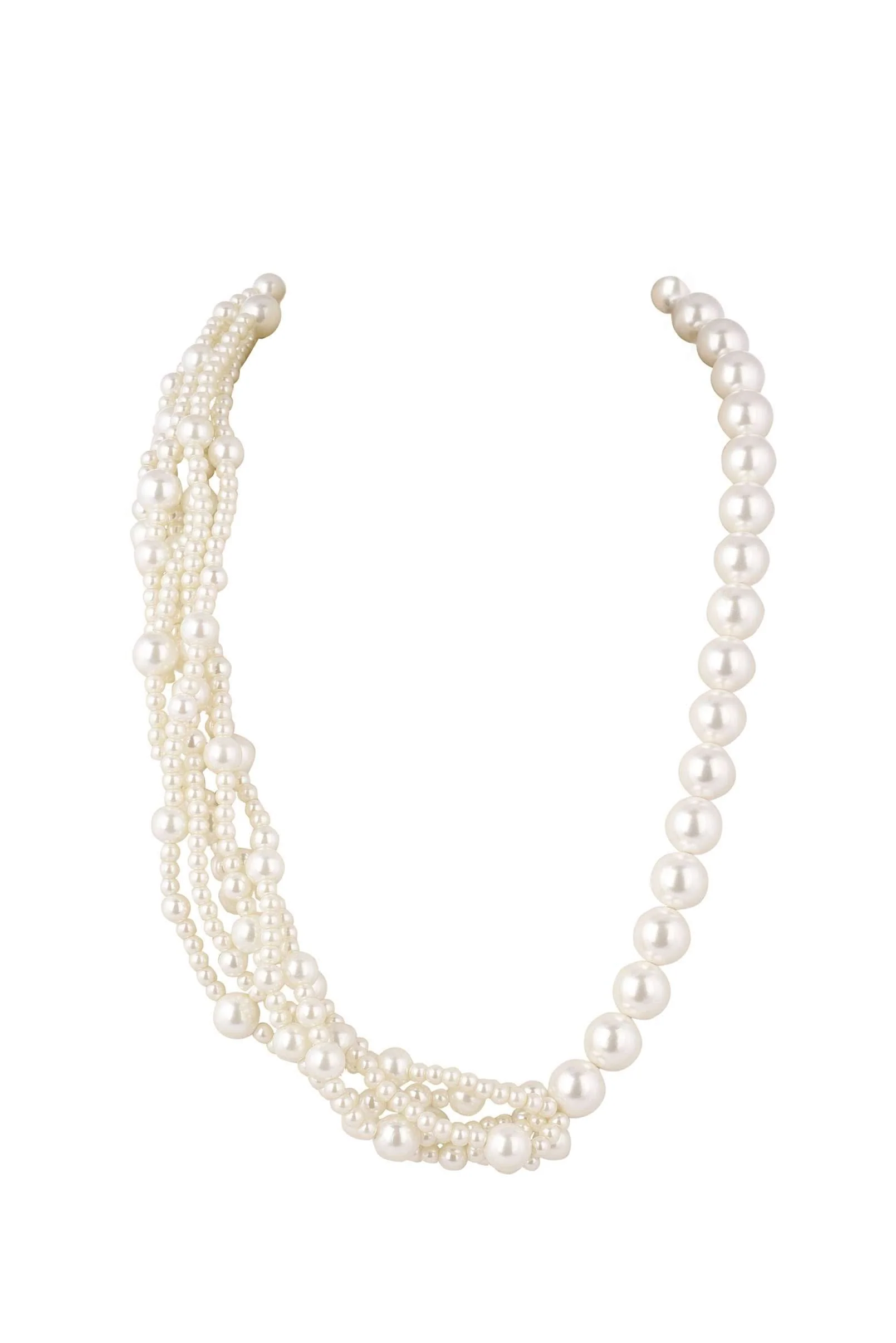 Cream White Long Mala Embellished with Mother Of Pearls - Image 3