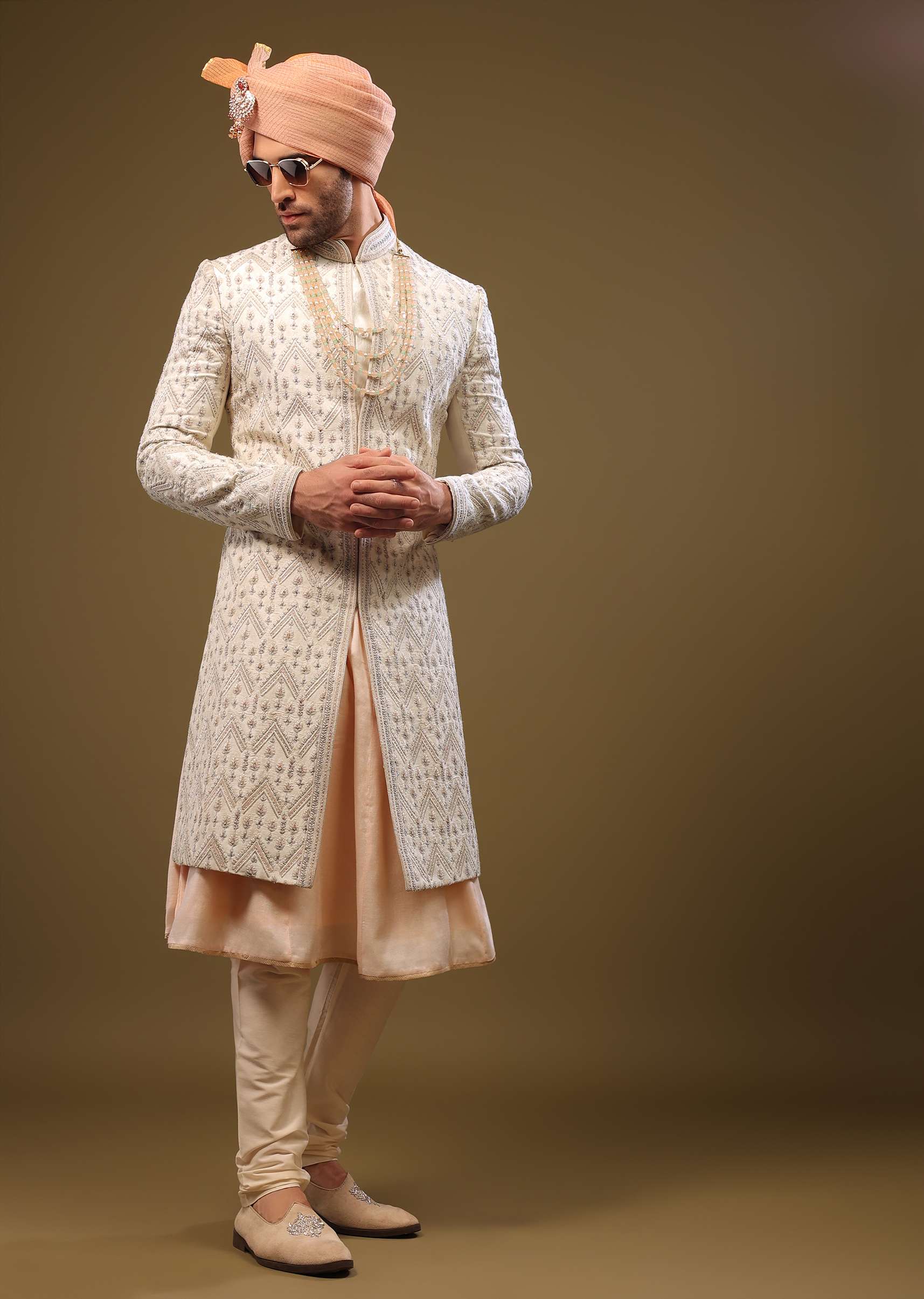 Silk Sherwani Set With Exquisite Embroidery - Image 3