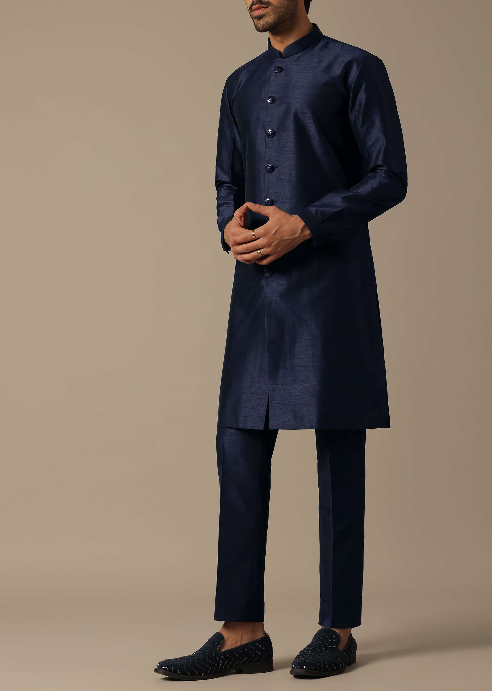 Elegant Blue Indowestern For Grooms - Image 3