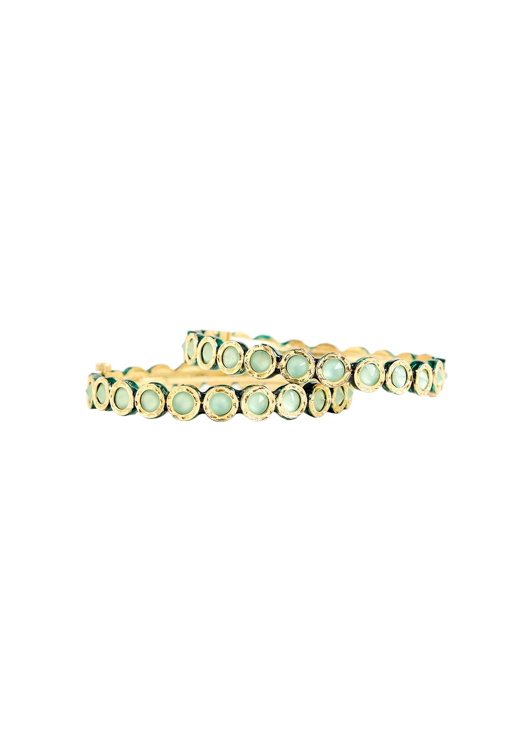 Elegant Gold Tone Green Stone Bangles for Women - Image 3