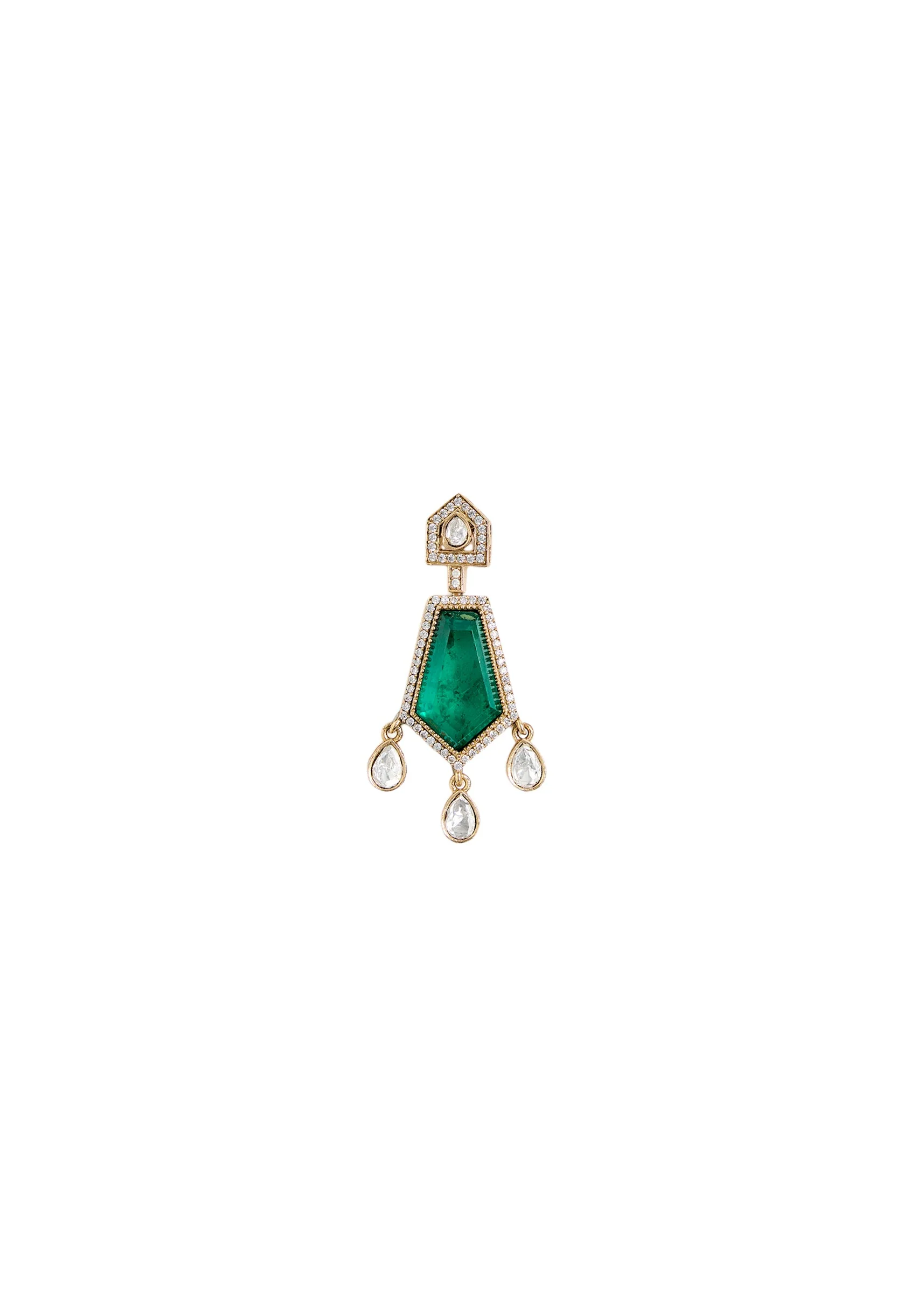 Emerald Drop Kundan Necklace Set - Image 5