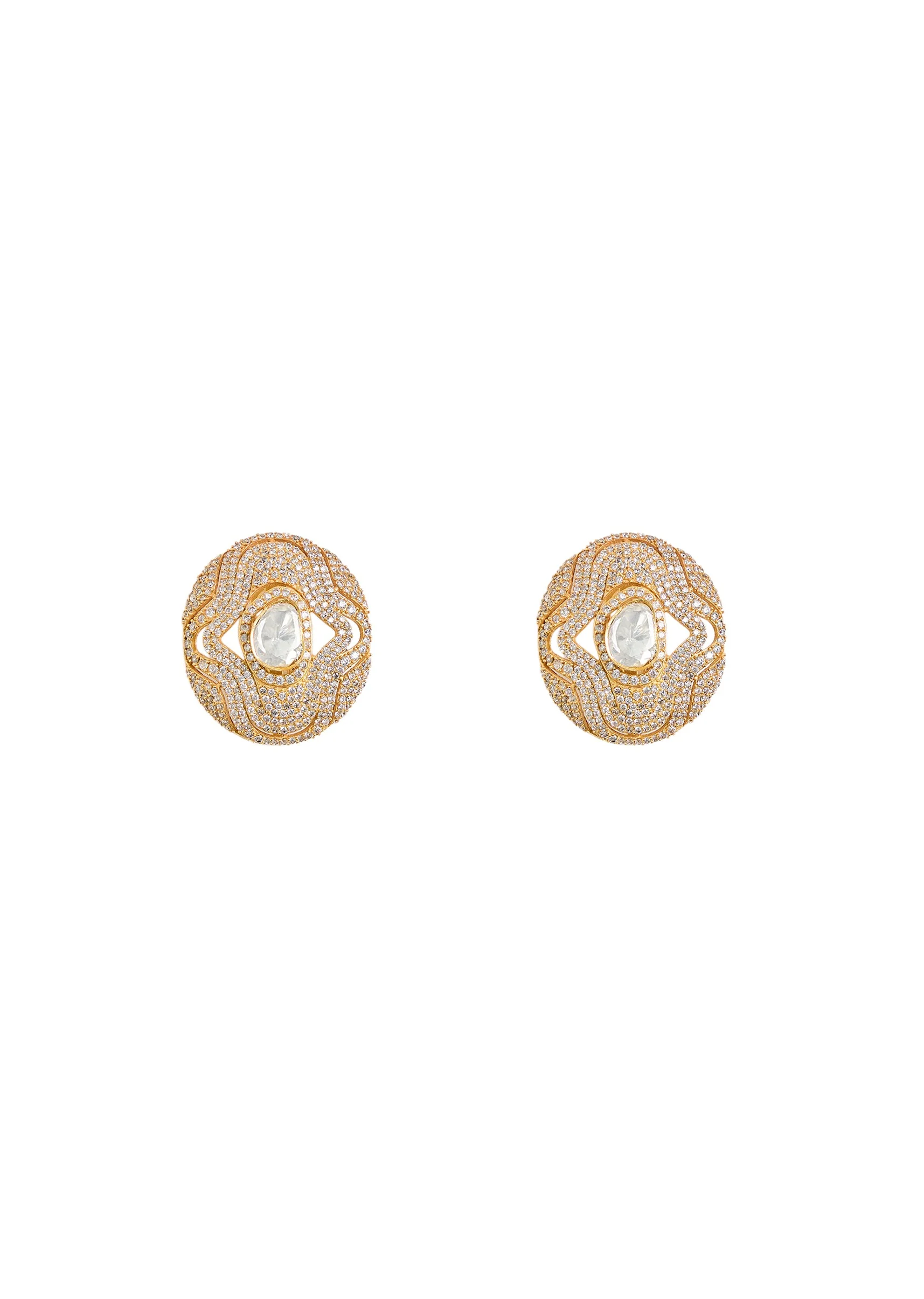 Floral Kundan Stud Earrings - Image 2