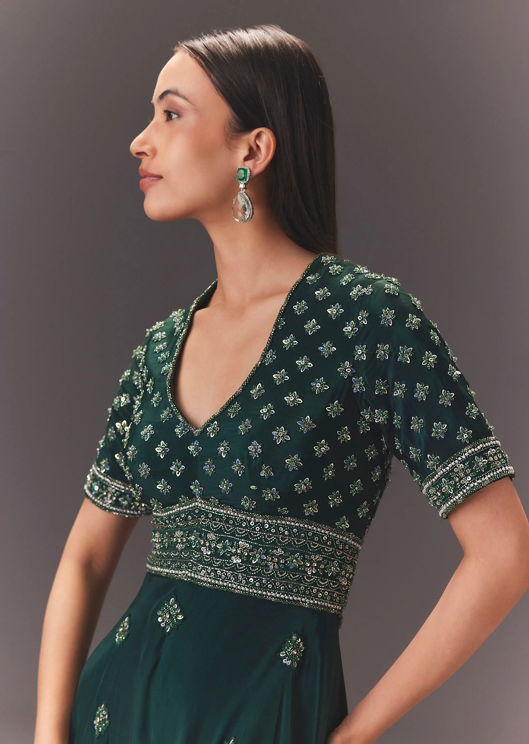 Forest Greenhand Embroidered Double Layer Jumpsuit - Image 5