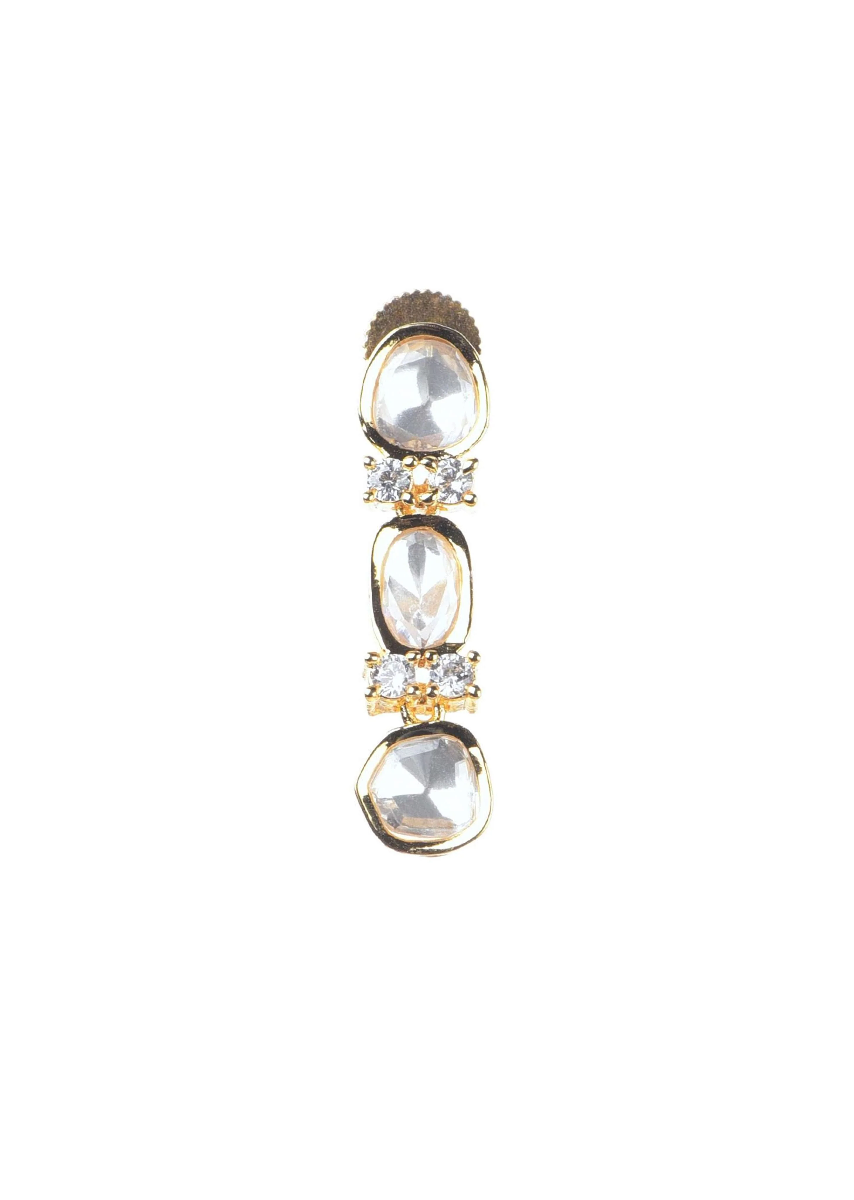 Gold Finish Moissanite Kundan Necklace In Mix Metal - Image 4