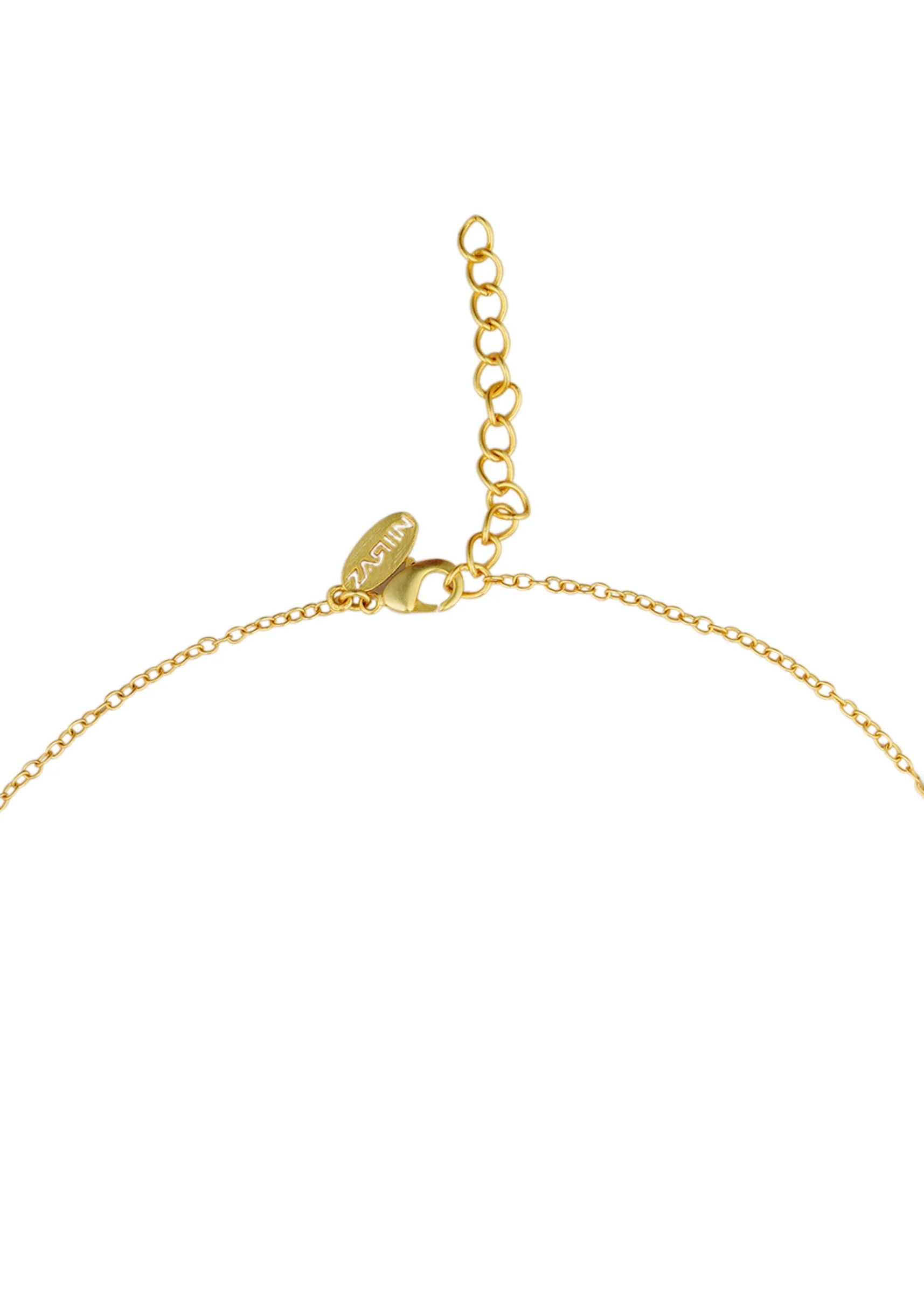 Gold Multi Navratan Lariat Necklace - Image 3